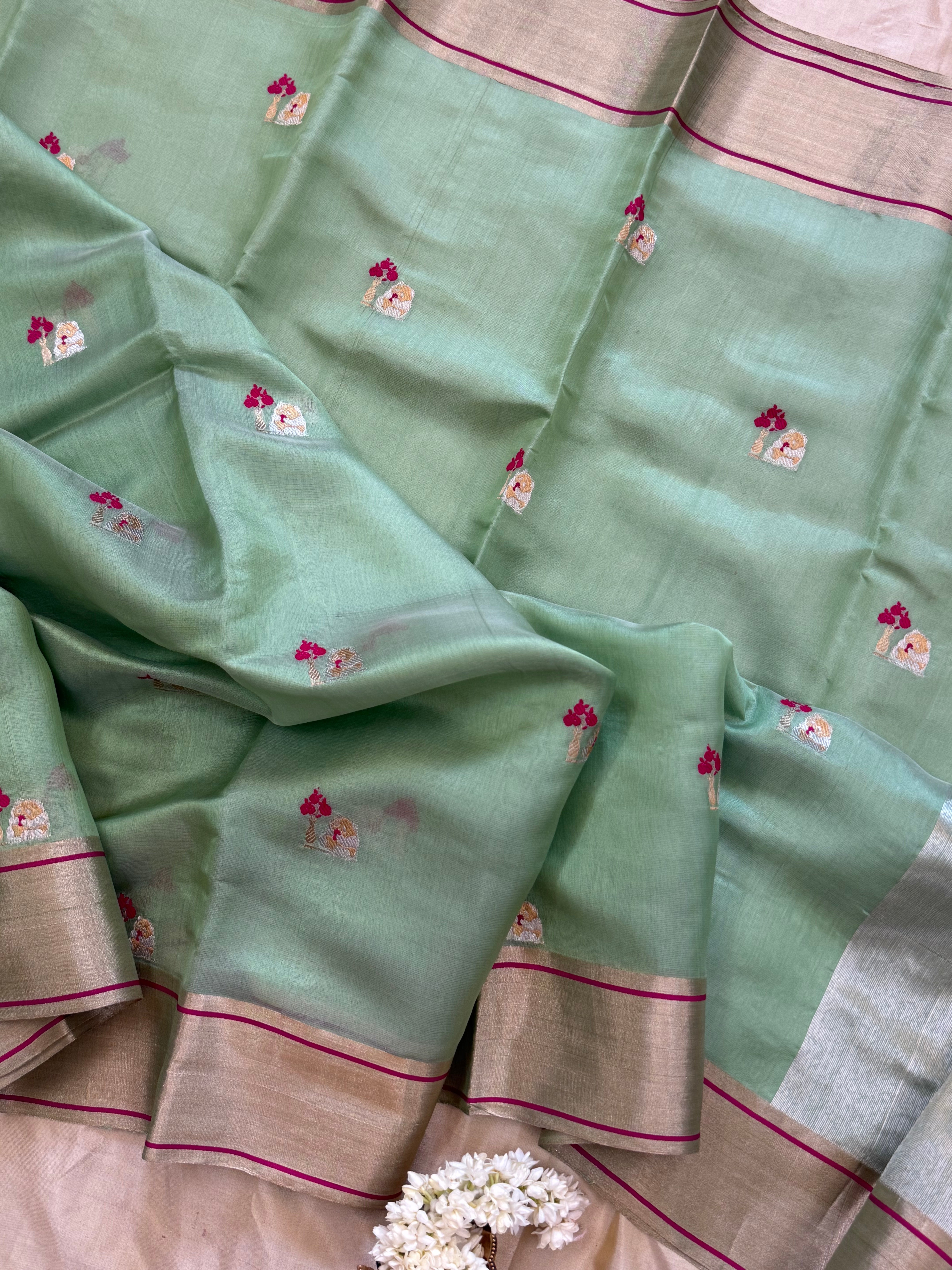 Pastel green / Chanderi silk  CLSA10879