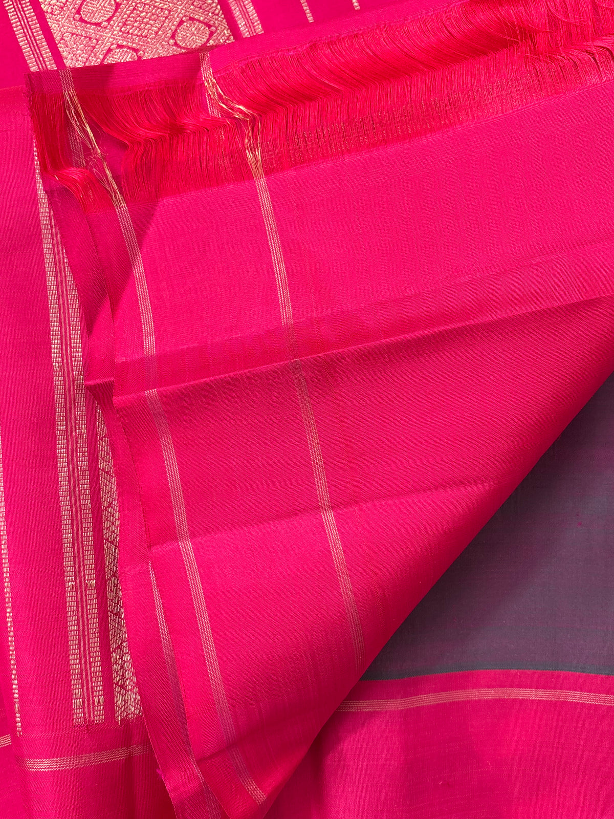 Dual tone pure zari/kanjipuram silk saree clsa 11674