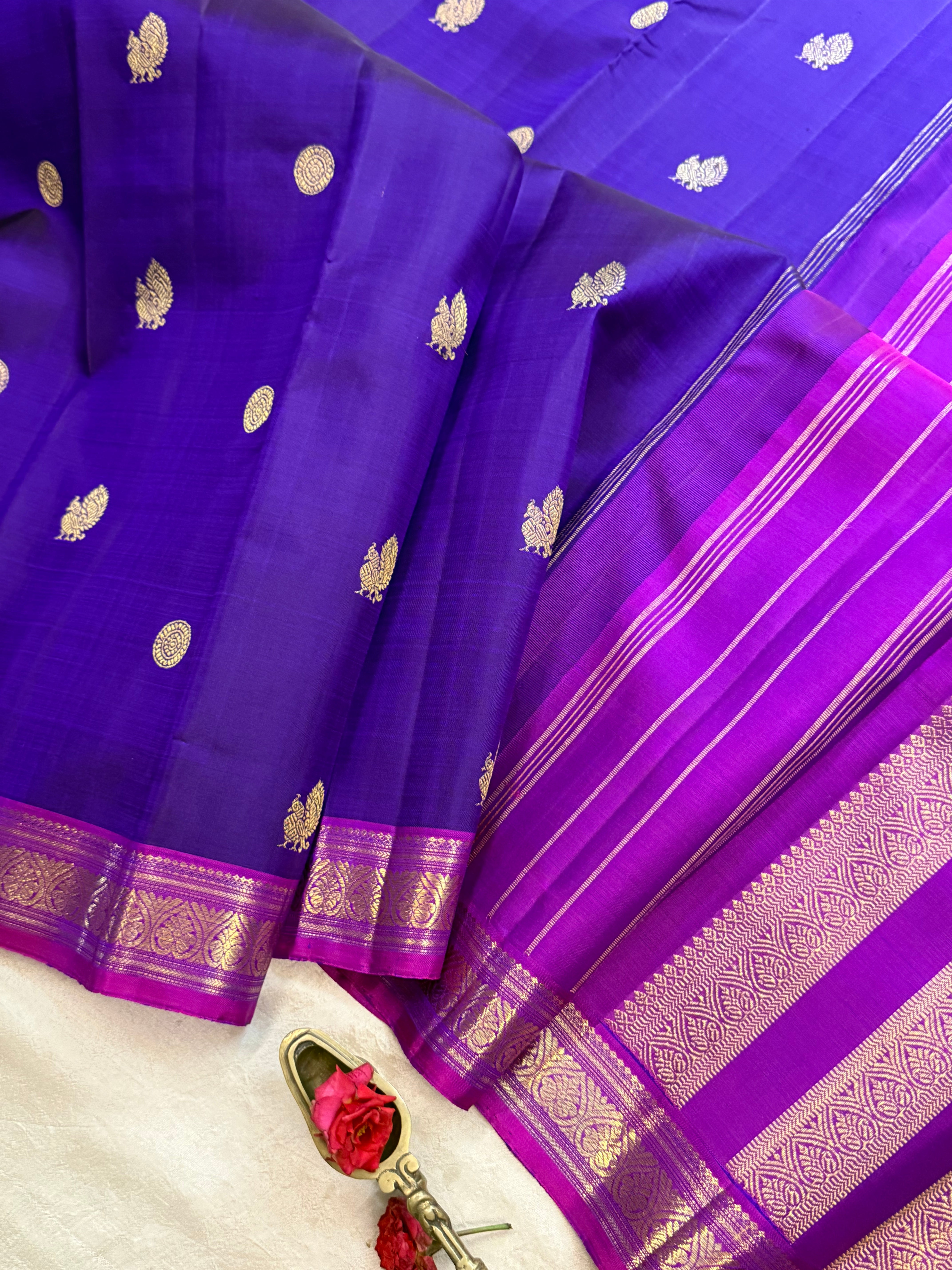 Purplish blue and purple / Kanjipuram silk
