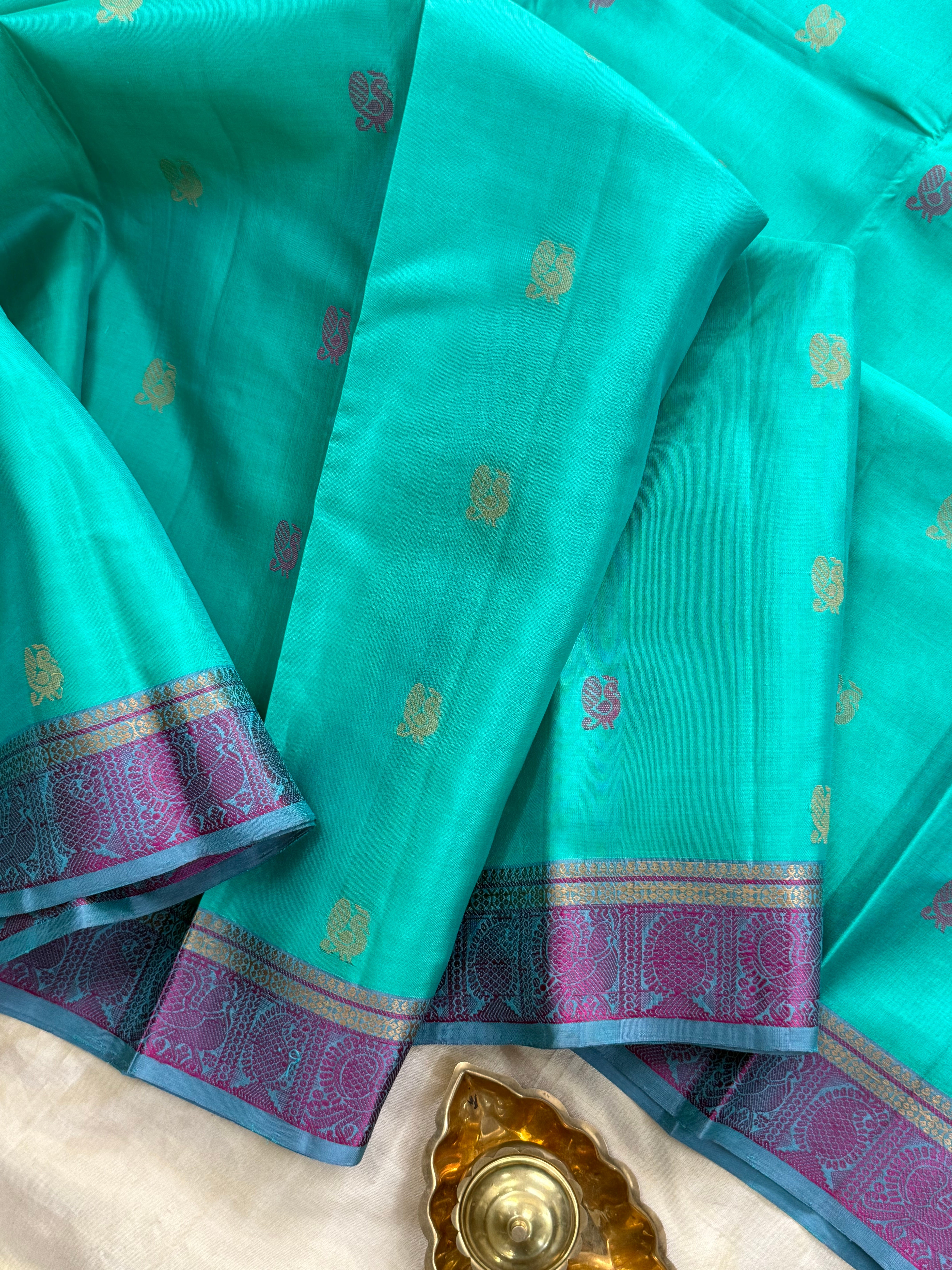 Sea green annam thread butta / Varnangal Soft Silk CL4069