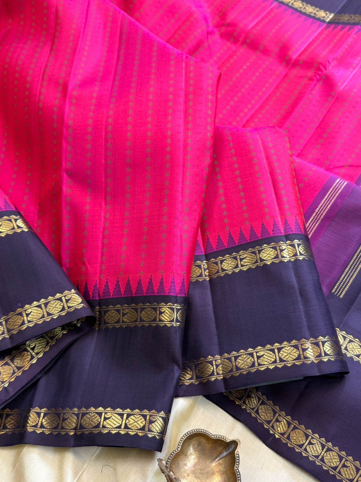 Pink Rettapet body plus butta Korvai / kanjipuram silk saree clsa 11633