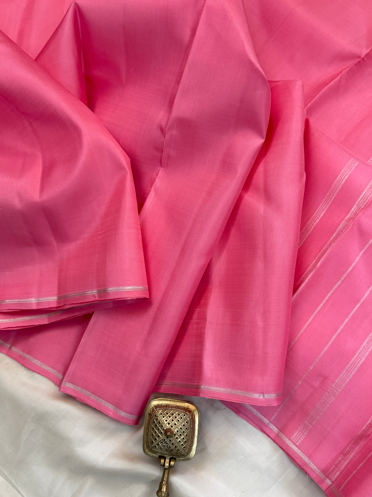 Rose milk and silver pure Zari / kanjipuram silk saree clsa 12324