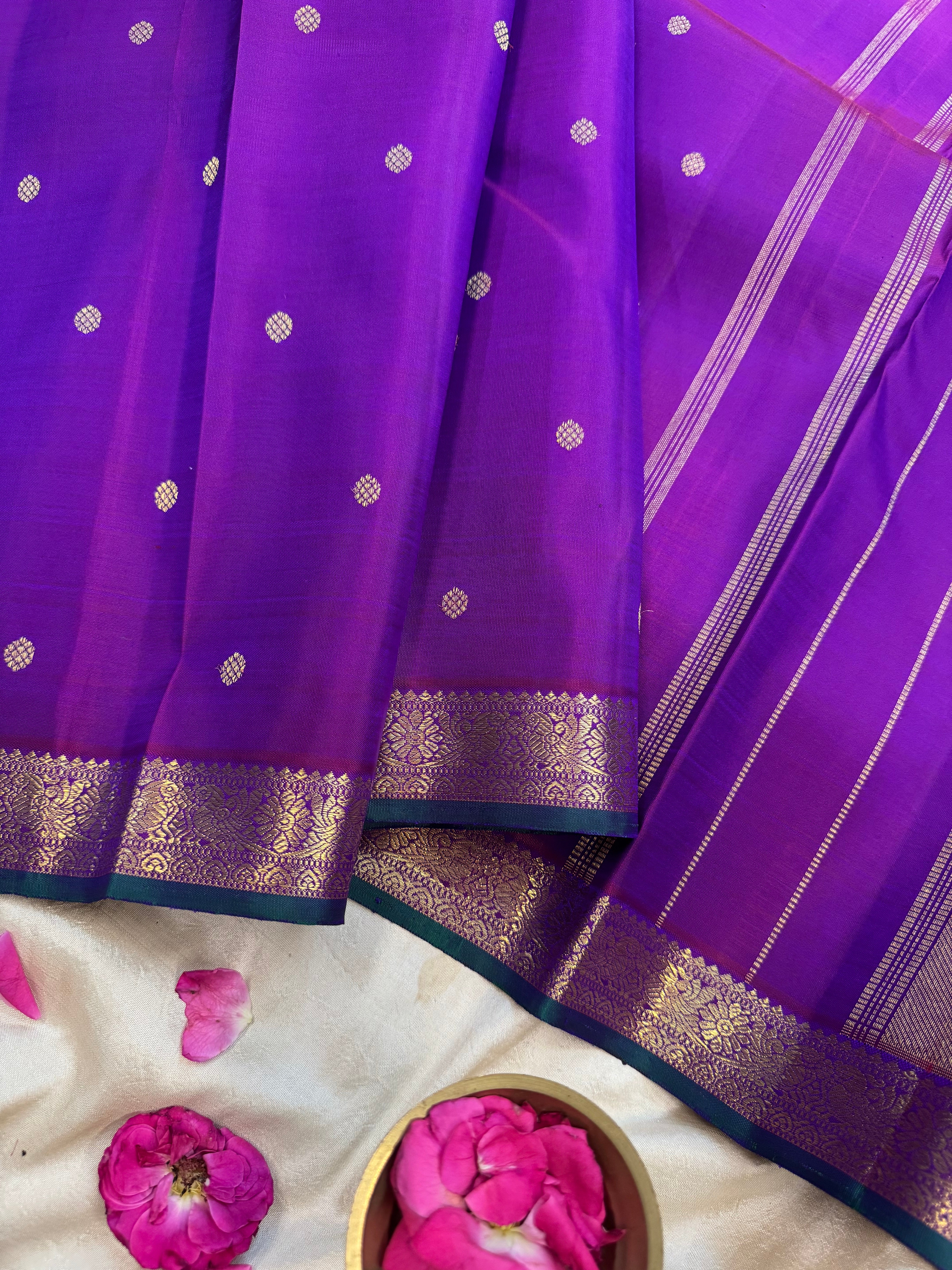 Purple small border kanjipuram silk