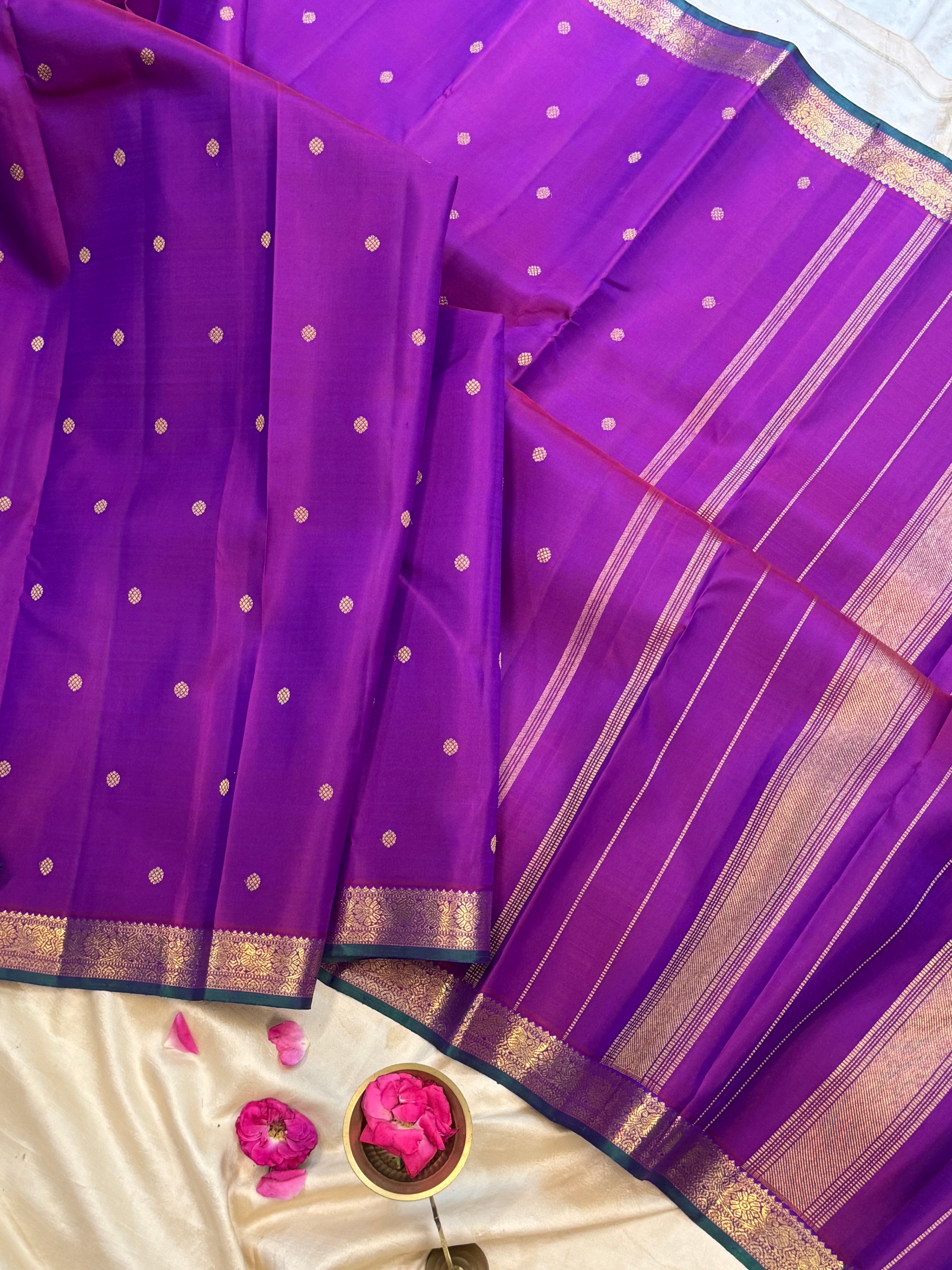 Purple small border kanjipuram silk