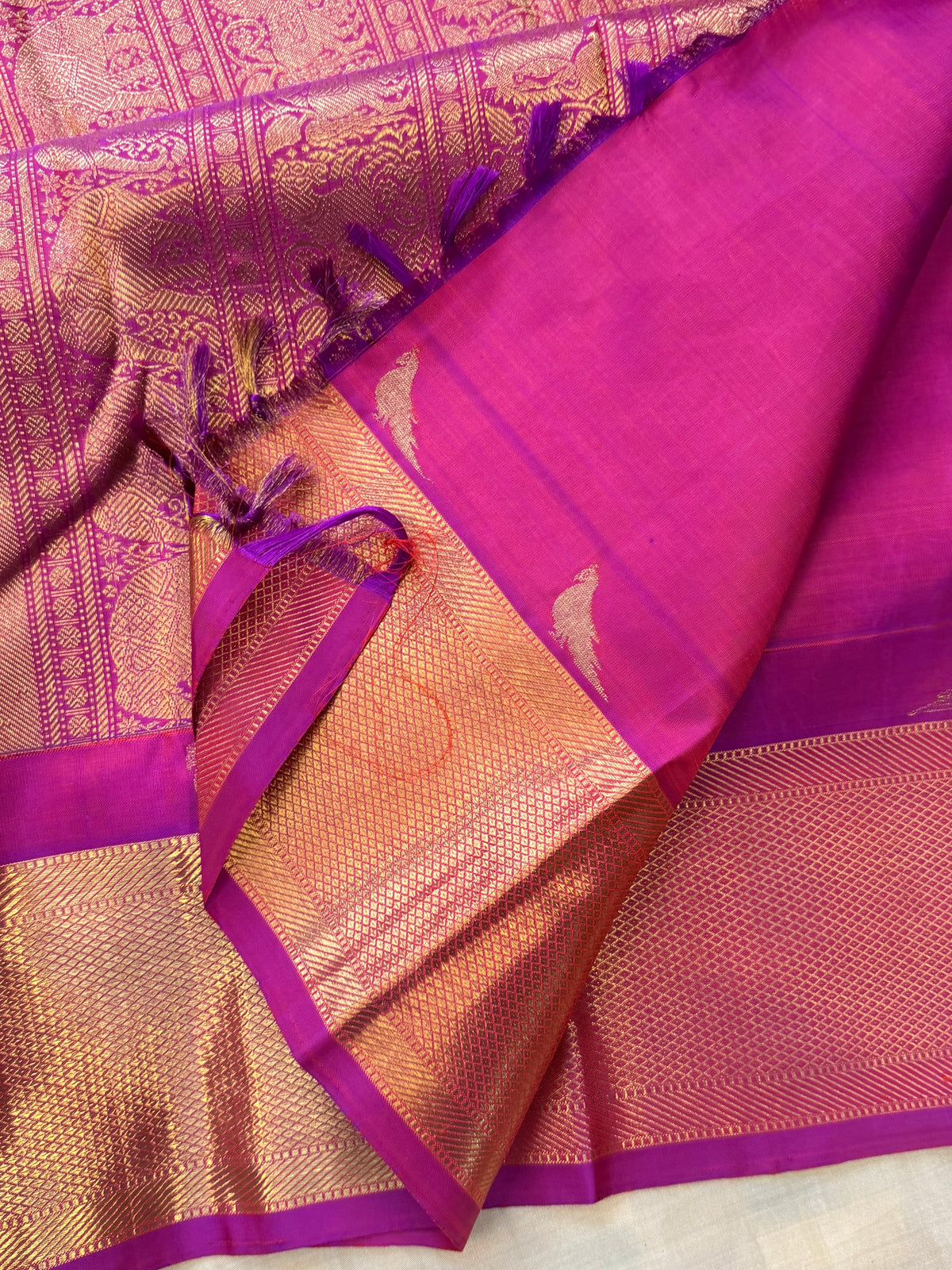 Bridal- Zari kattam butta and border Kili getti pet pure zari / Kanjipuram silk saree clsa 4268