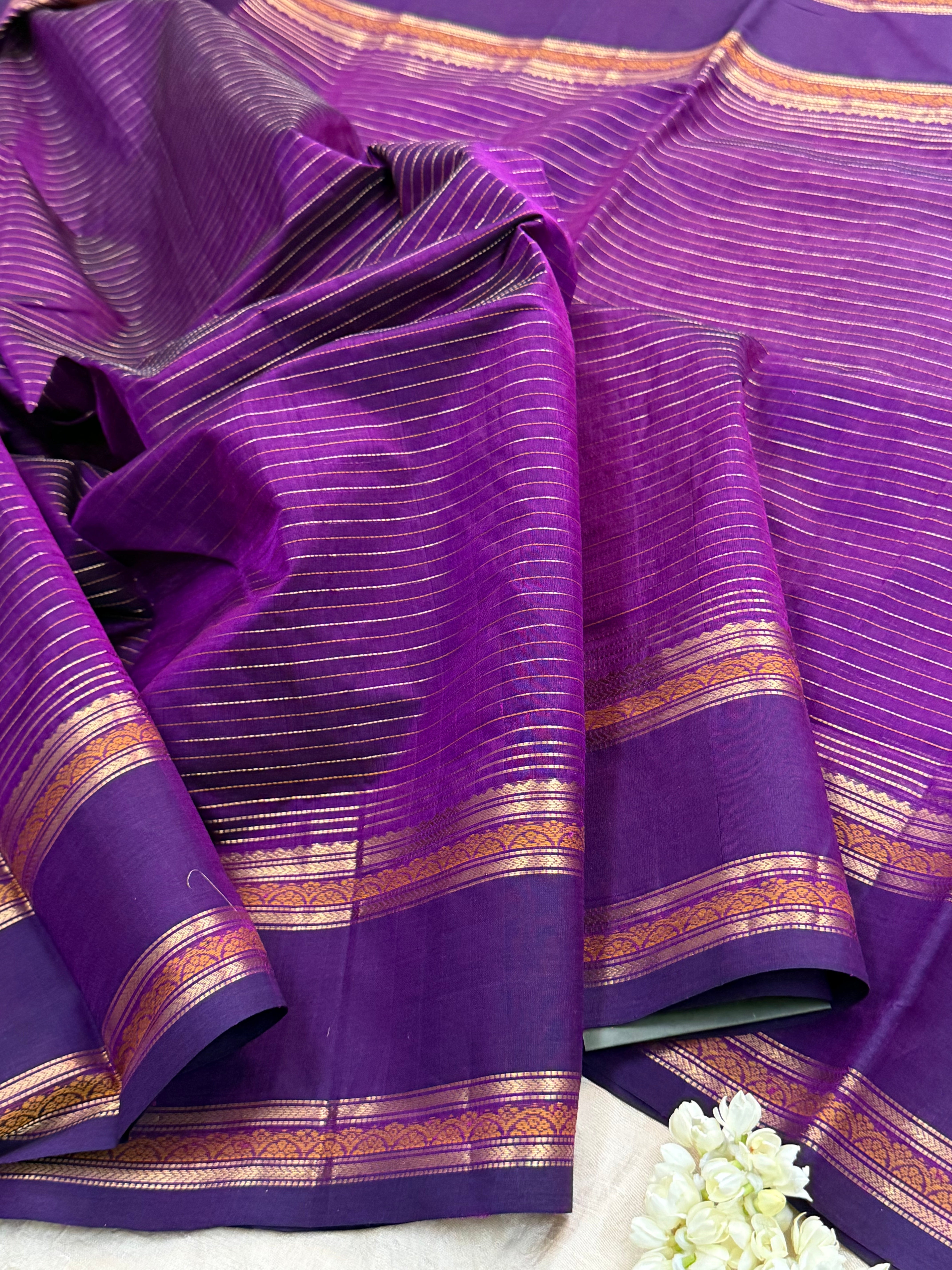 Purple rettapet border/ Silk Cotton
