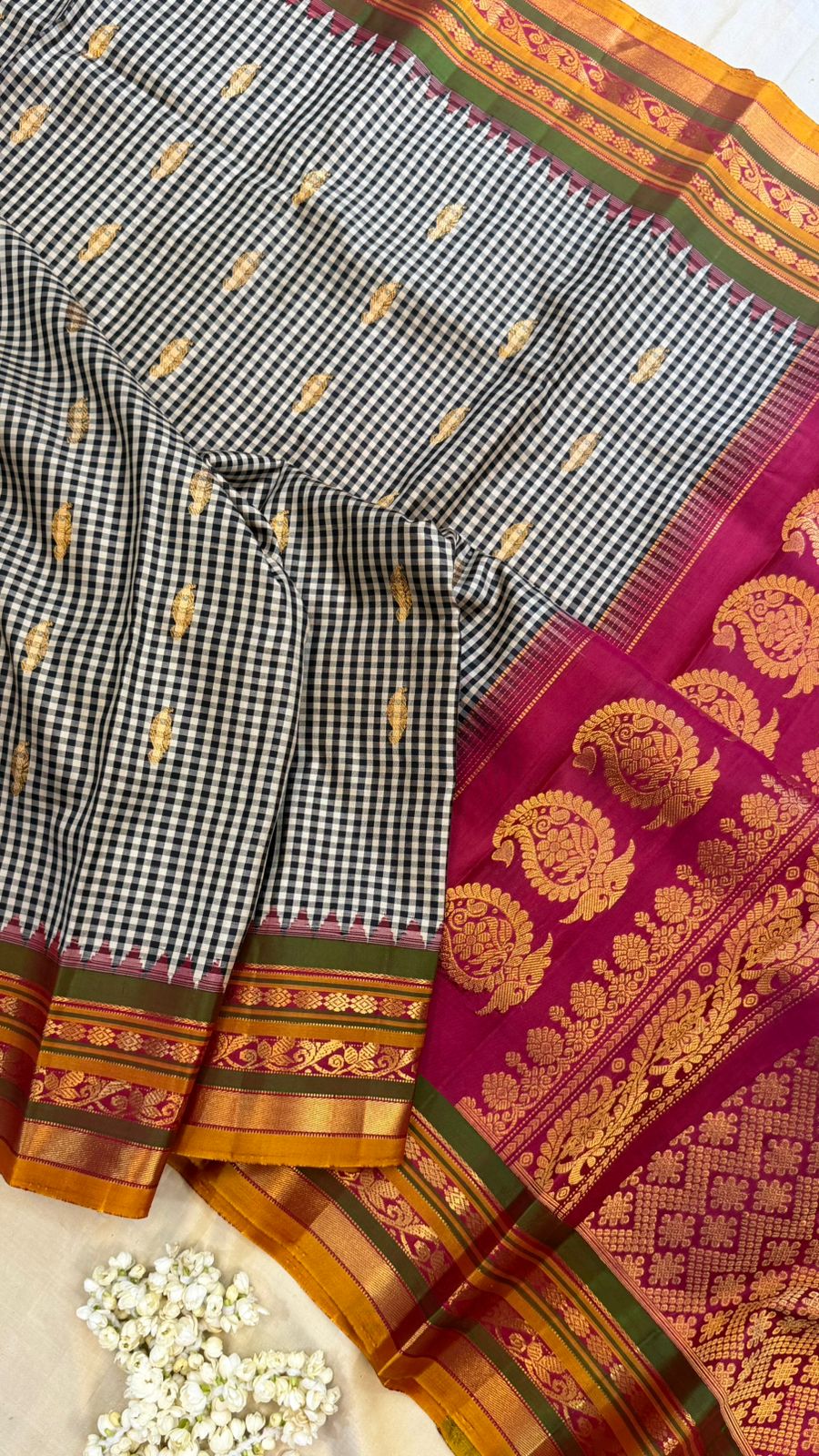 Black and white checks and Araku / Gadwal silk