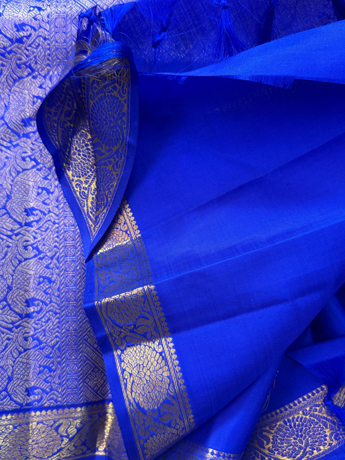 Blue - Day 3 Navarthri colour pure Zari Kanjipuram silk / kili Butta clsa 11626