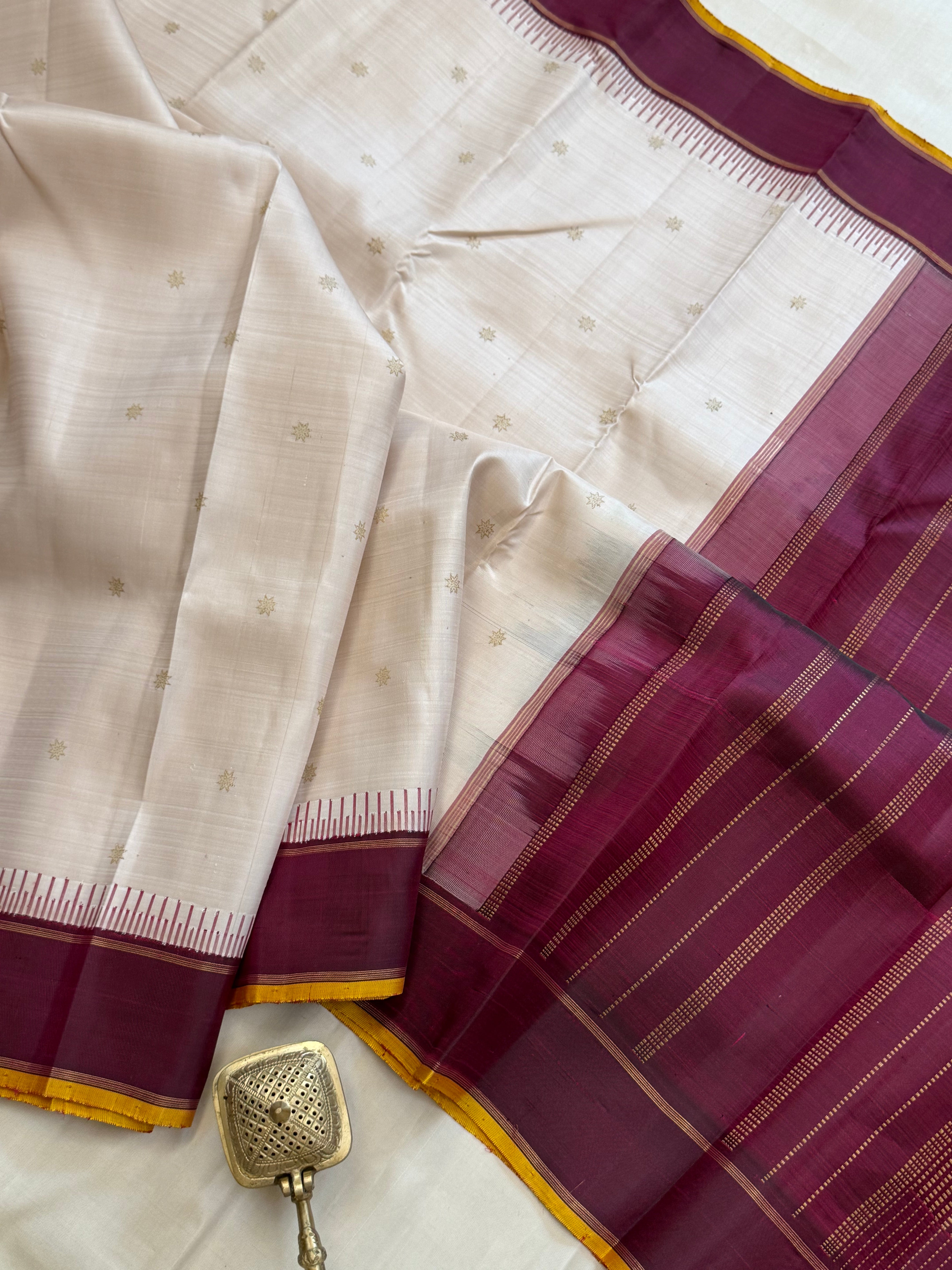 Cream Korvai Pure Kanjipuram silk