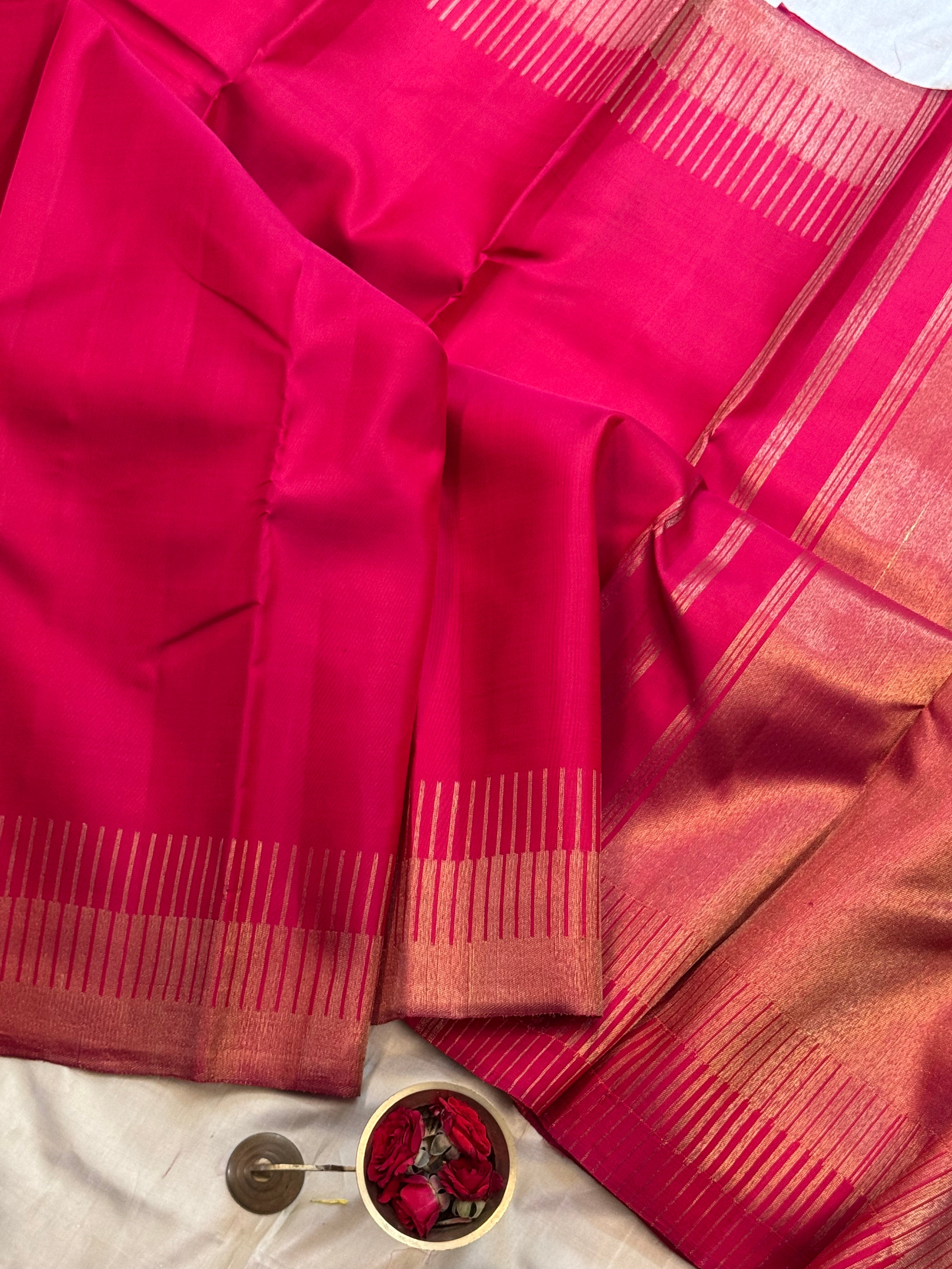 Reddish pink seepureeku border / Kanjipuram silk