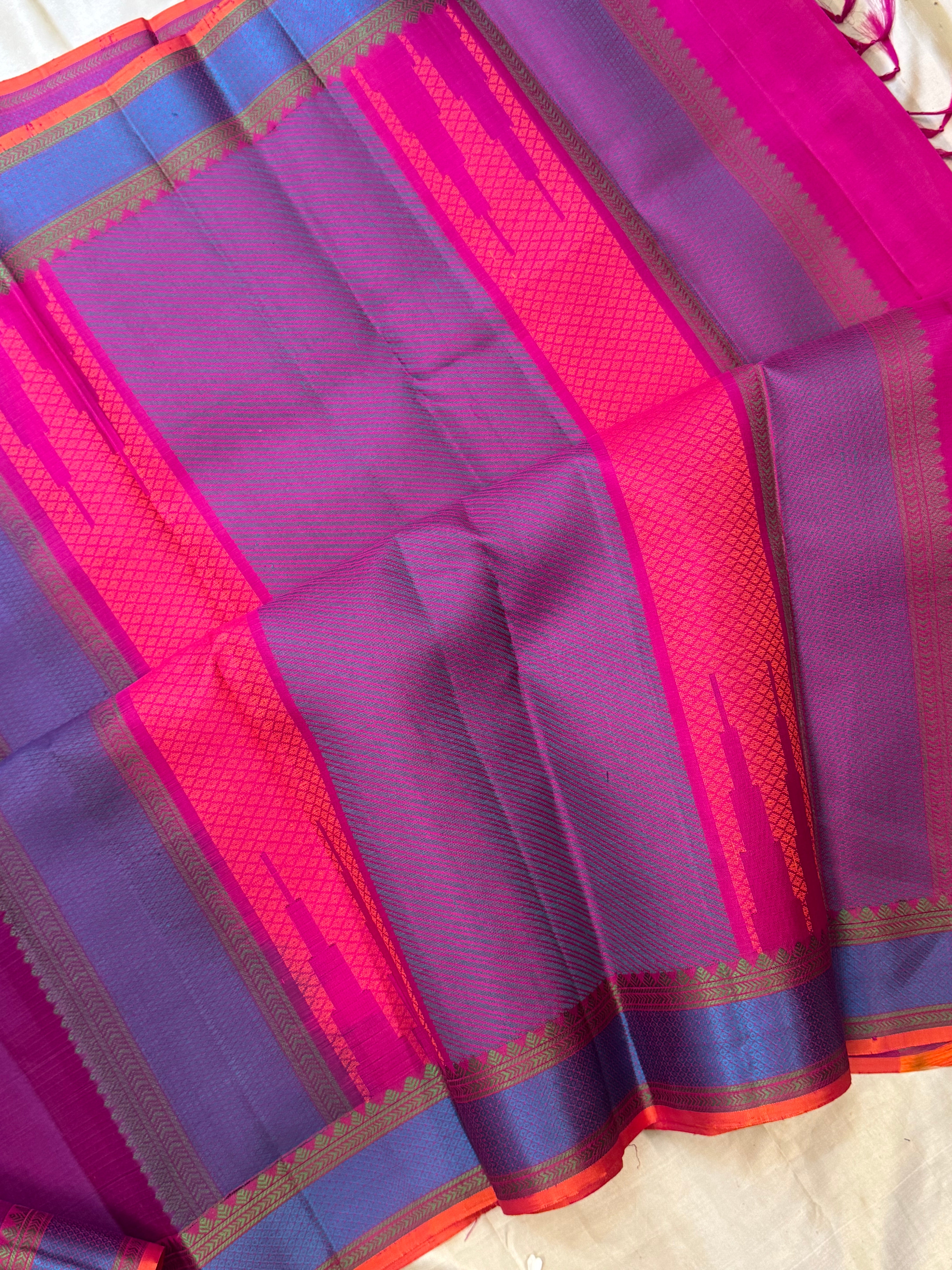 Vadamalli pink small border/ Varnangal soft silk