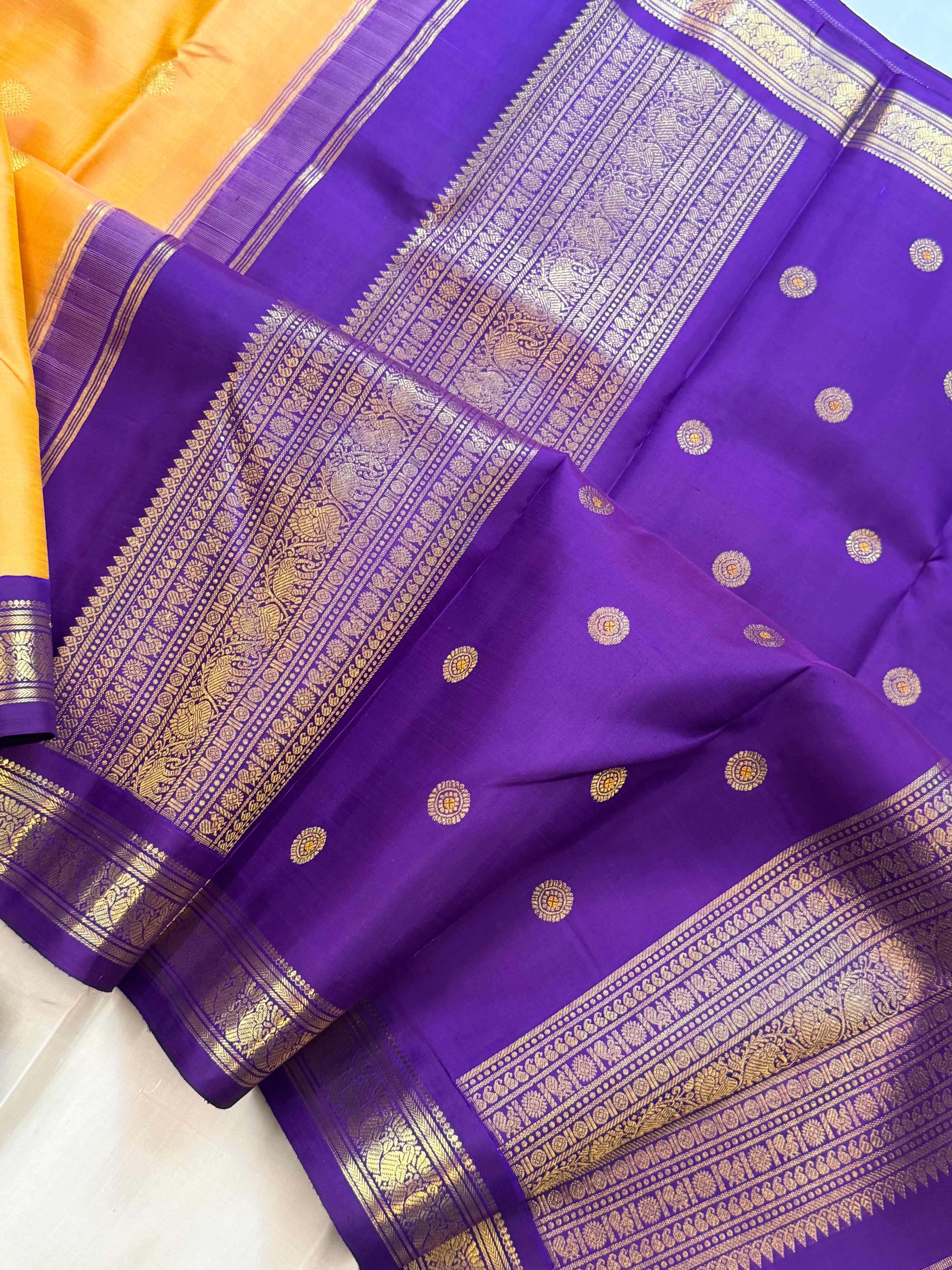 Korvai Varamahalakshmi edit : Peachish Korvai Kanjipuram silk saree