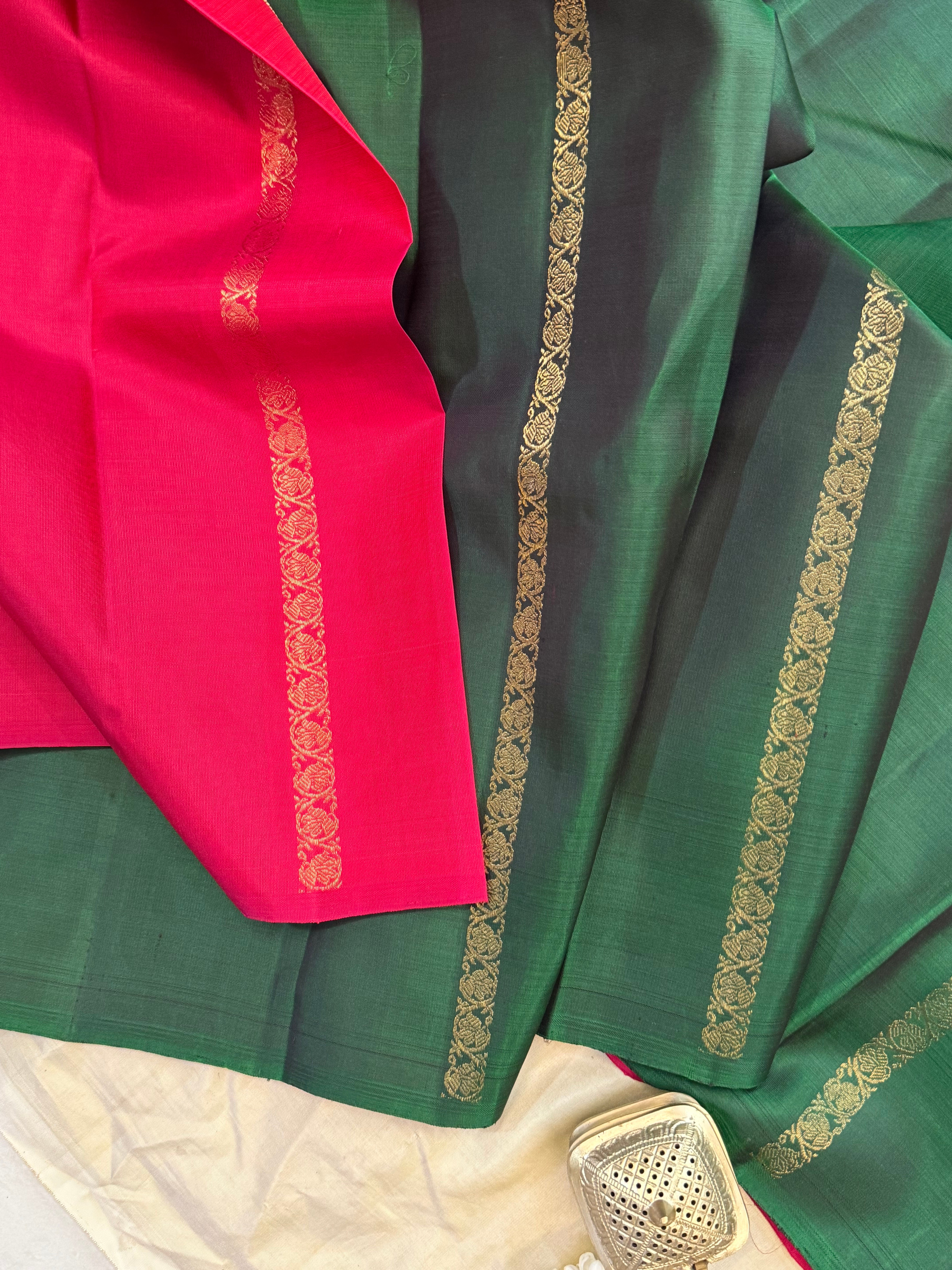 Green and pink concept saree / Kanjipuram silk
