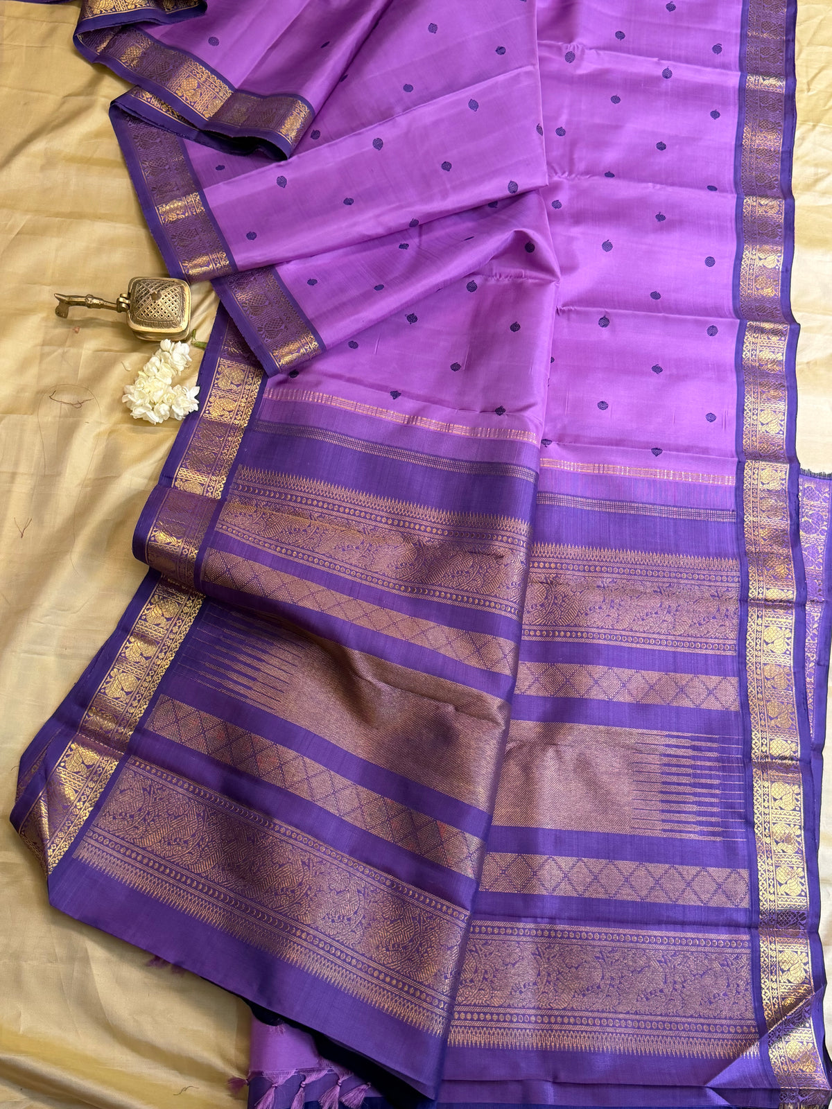 Lavender small border / Kanjipuram silk saree clsa 11442