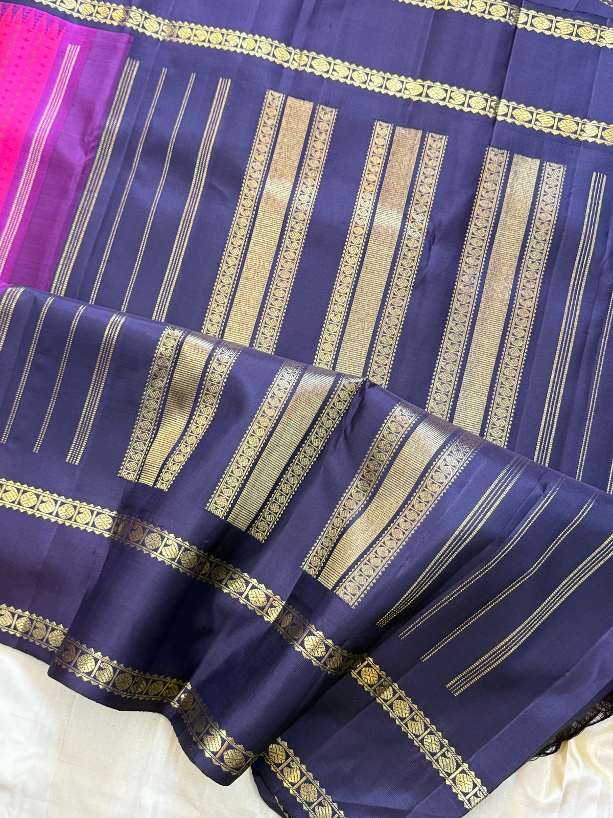 Pink Rettapet body plus butta Korvai / kanjipuram silk saree clsa 11633