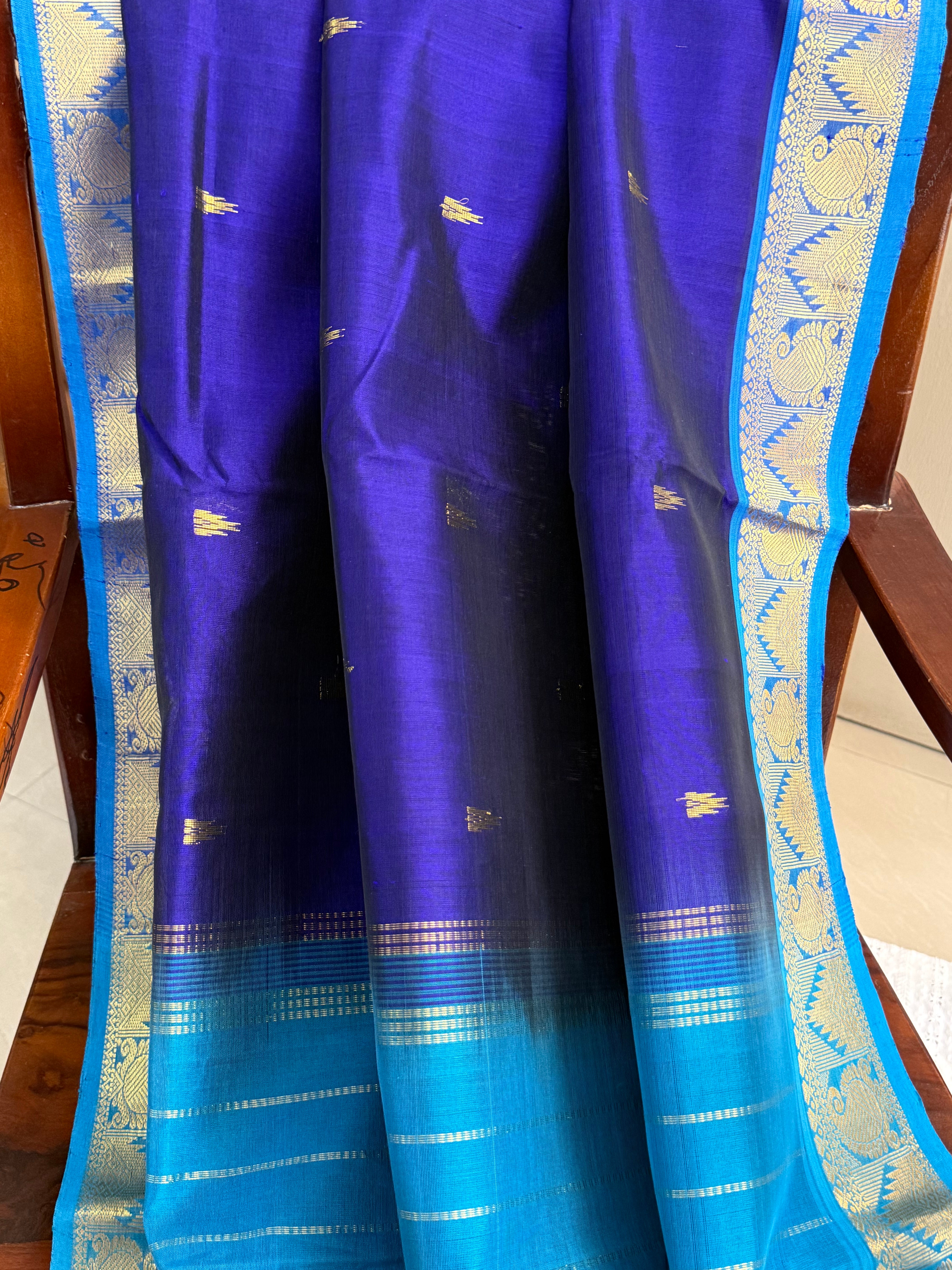Deep purple and turquoise blue/ Silk Cotton