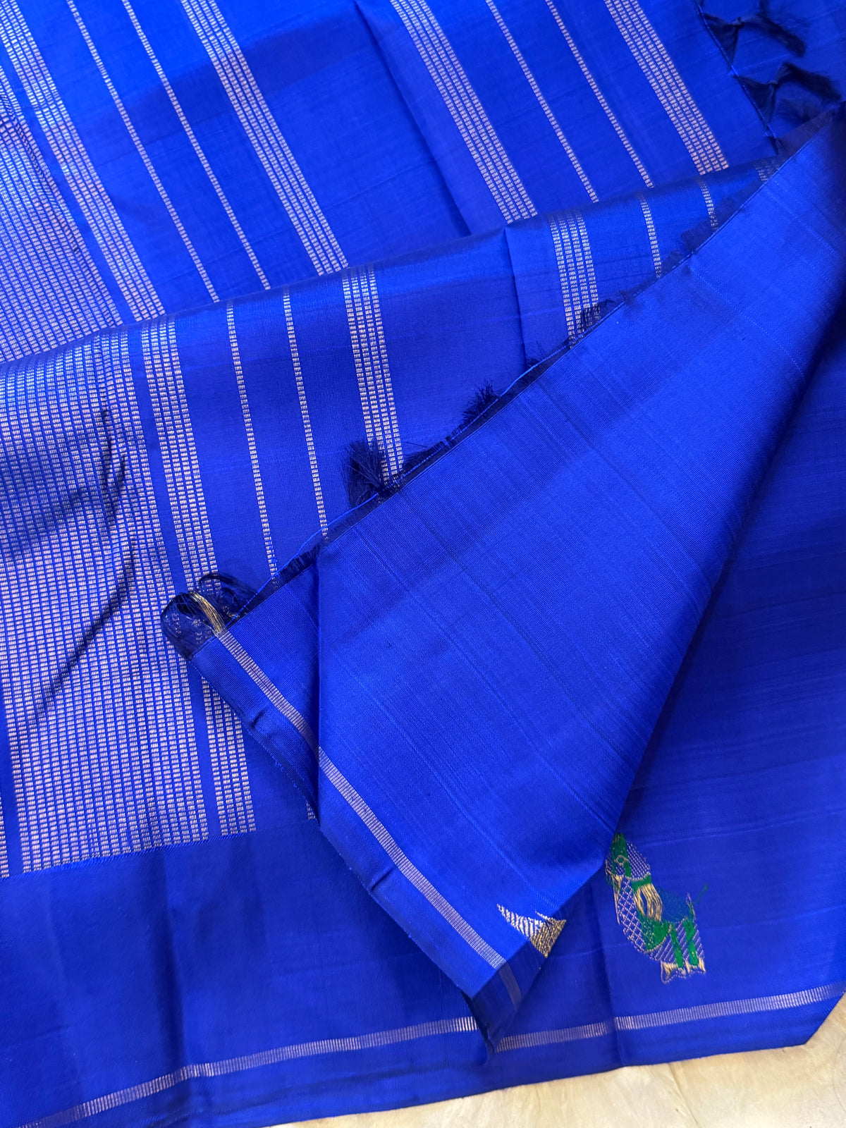 Ms blue Kili saree simple pure Zari Kanjipuram clsa12699