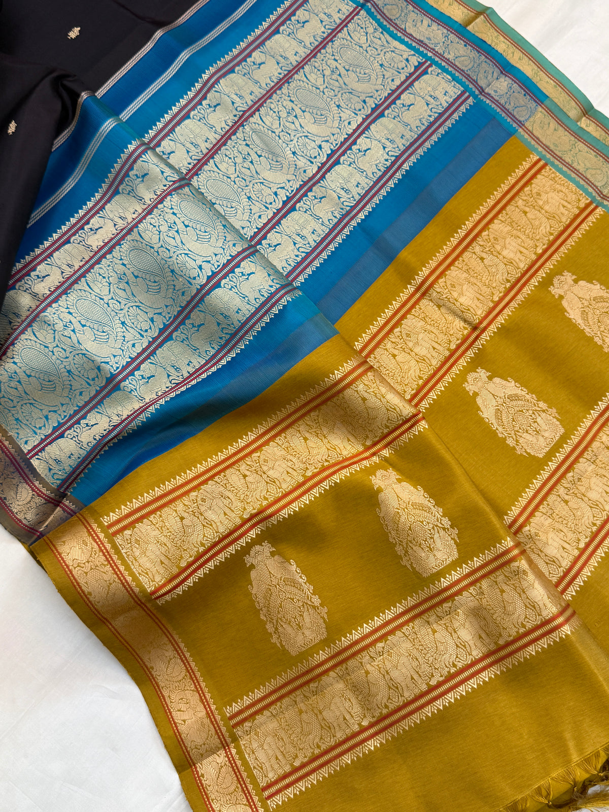 Special edition Ganga Jamuna with double palla Korvai thread Butta silk saree/clsa 12422