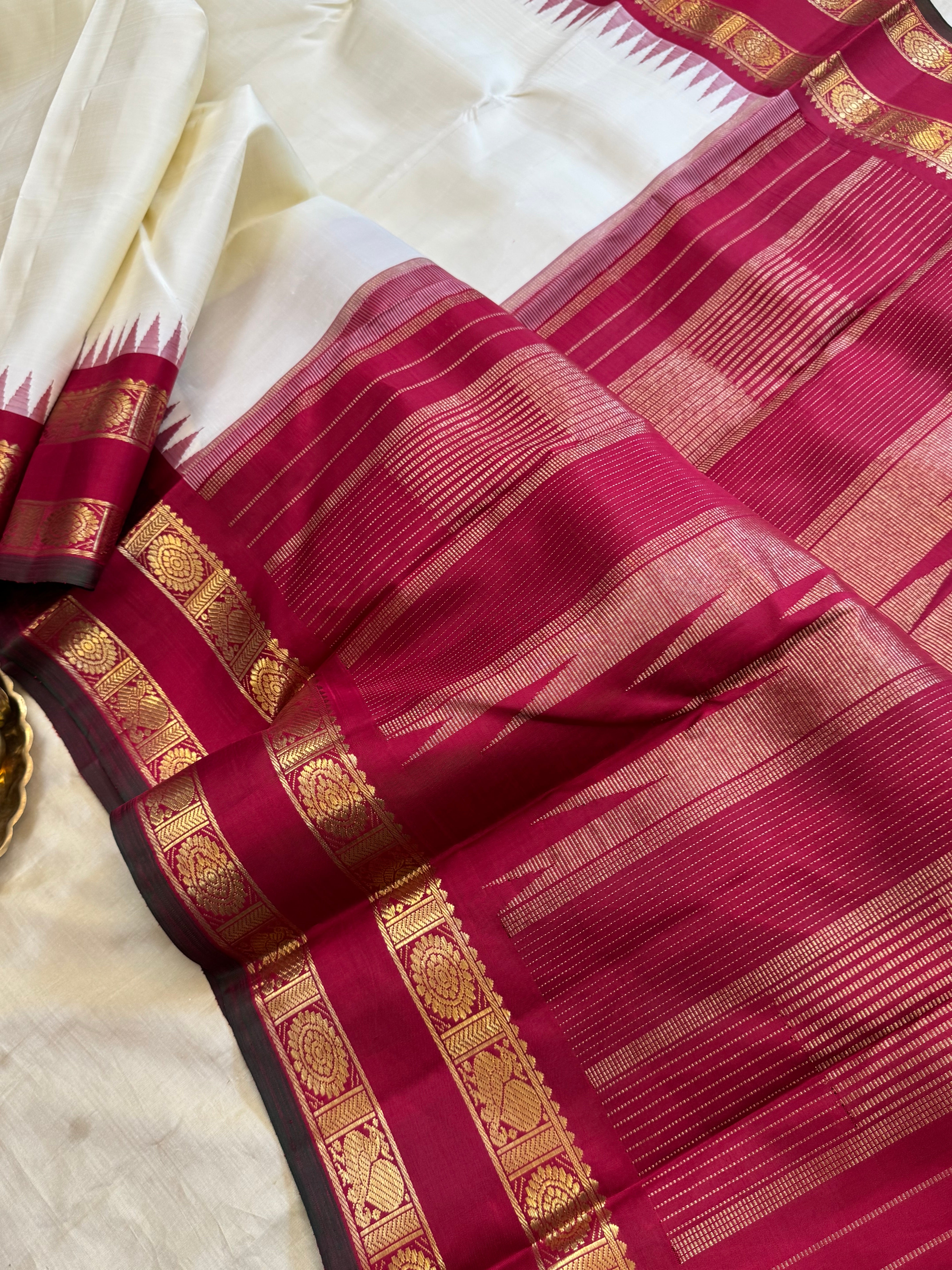 Off white Korvai retta pet border/ kanjipuram silk CLSA6309