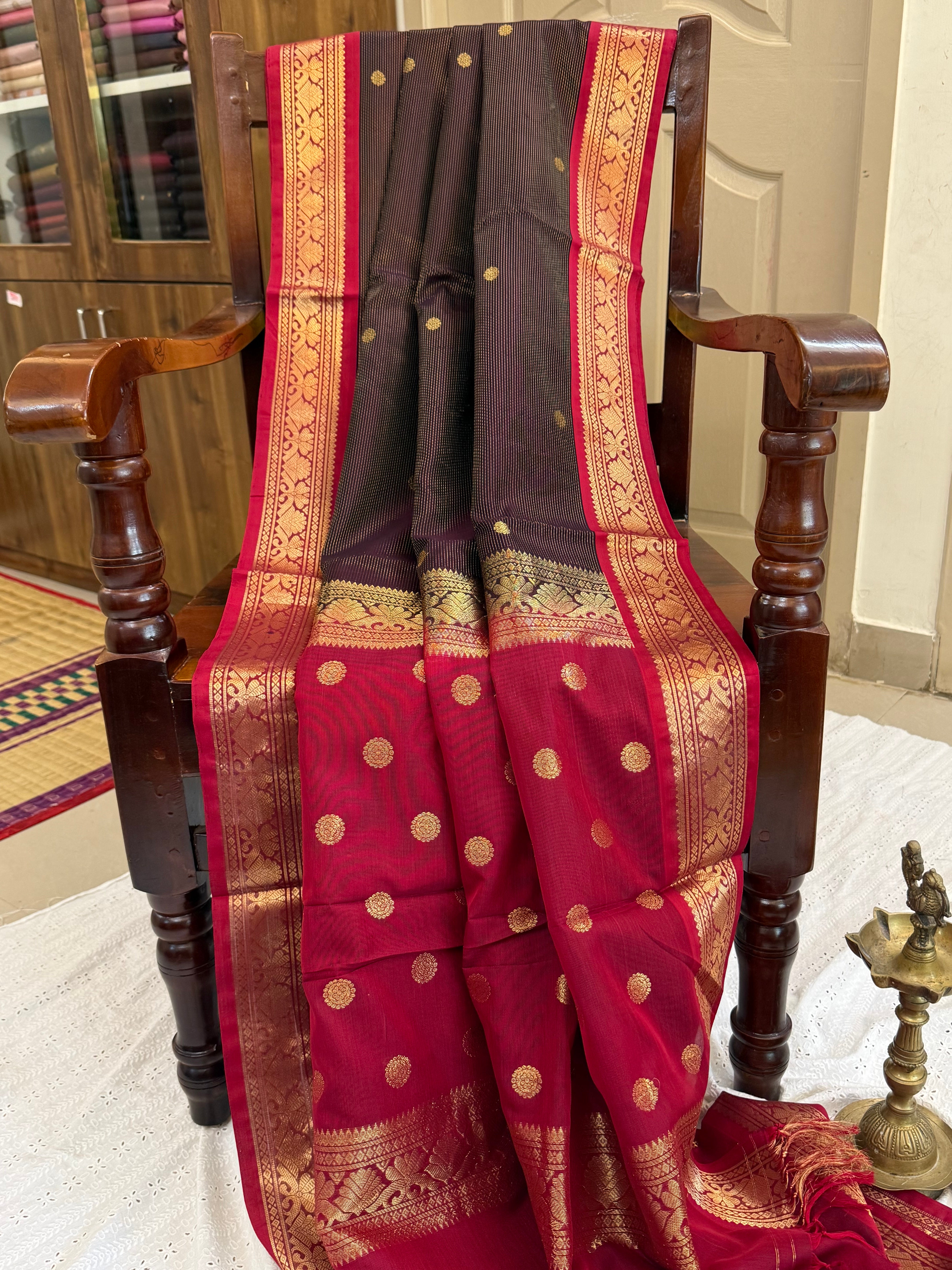 Deep brown and araku vairaoosi/ Premium Silk Cotton CL7295