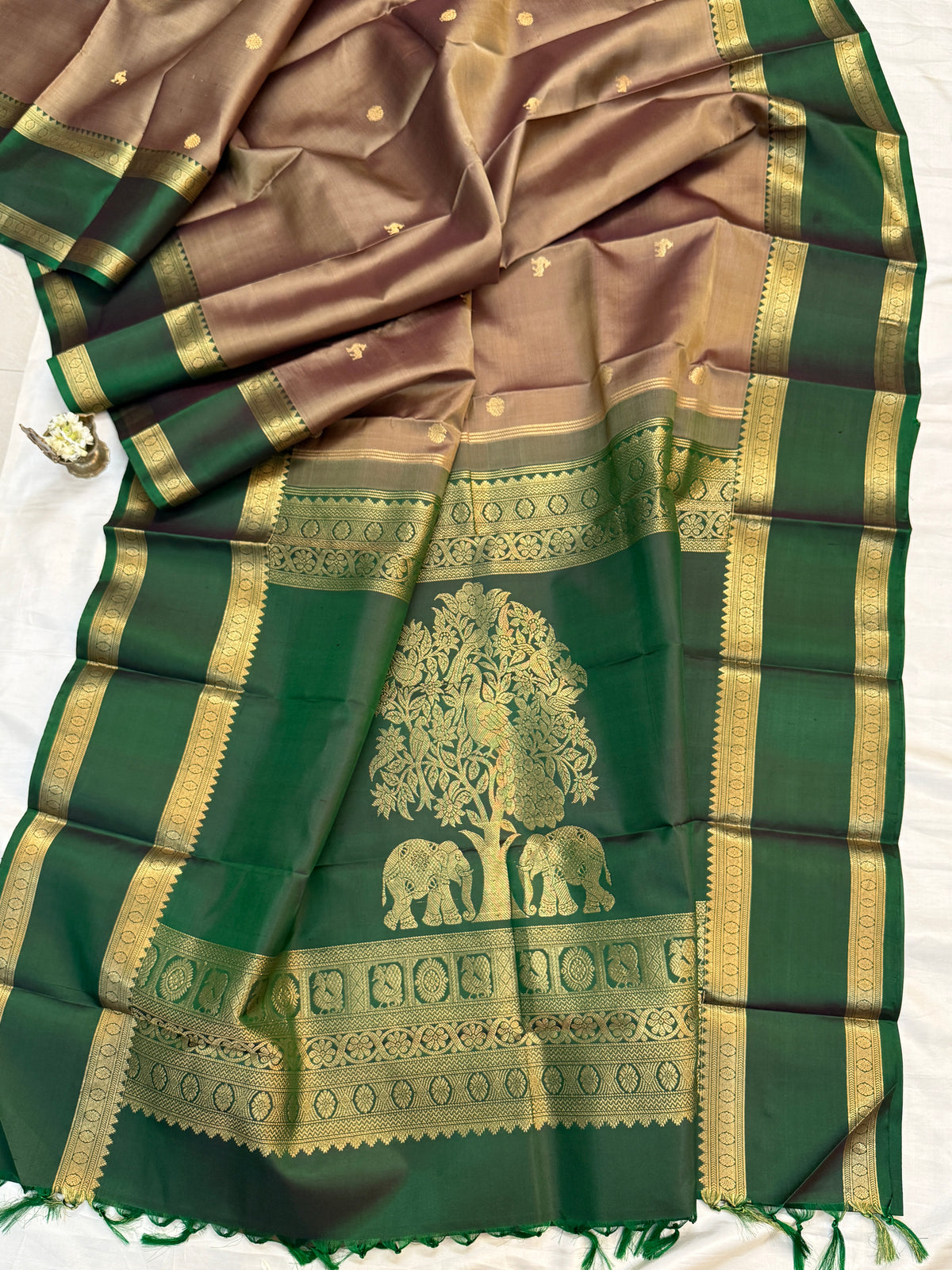 festivel edit _special edition_Light Fawn Brown Rettapet/ silk saree clsa 12401