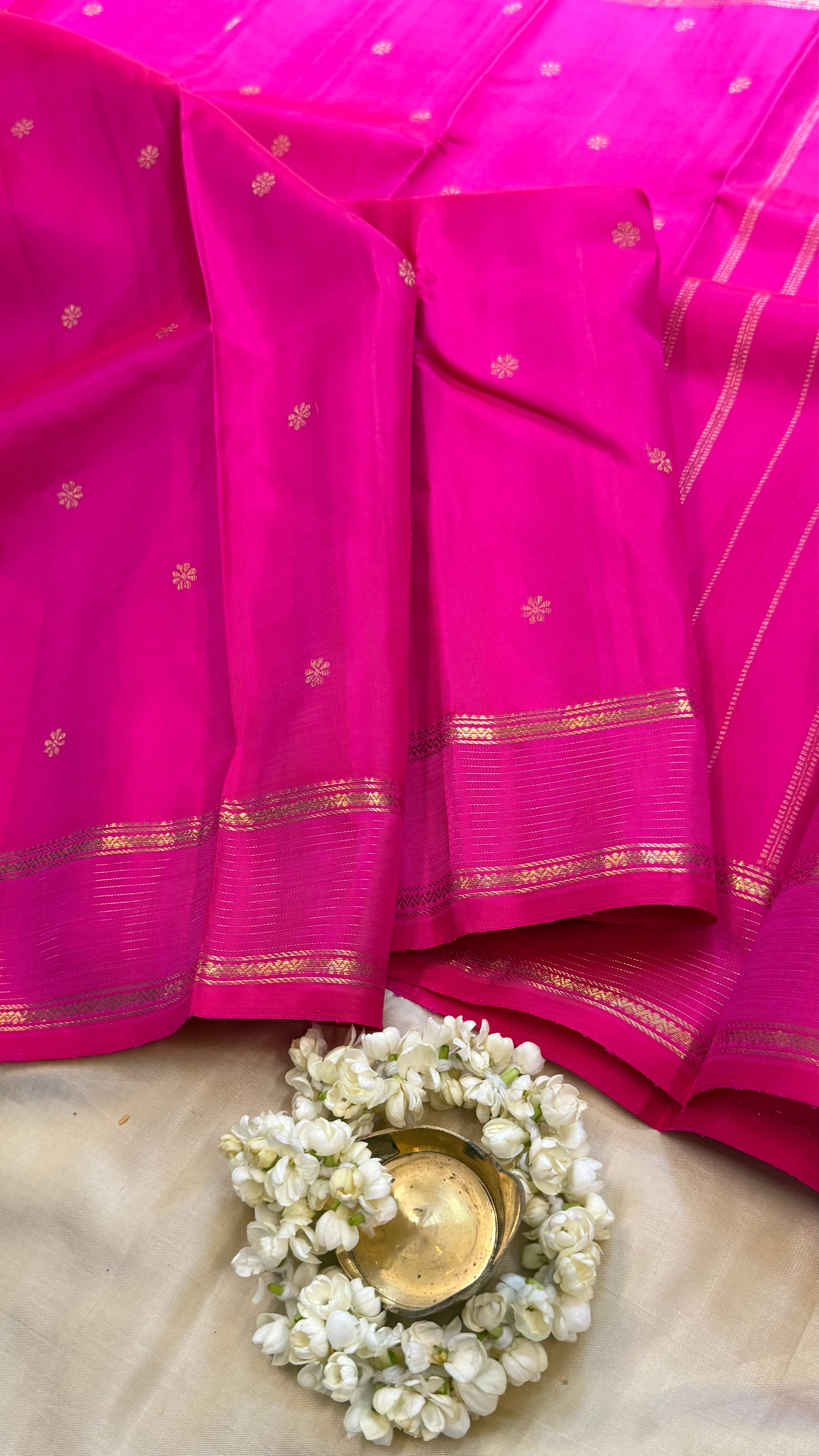 Pink rettapet border/ kanjipuram silk