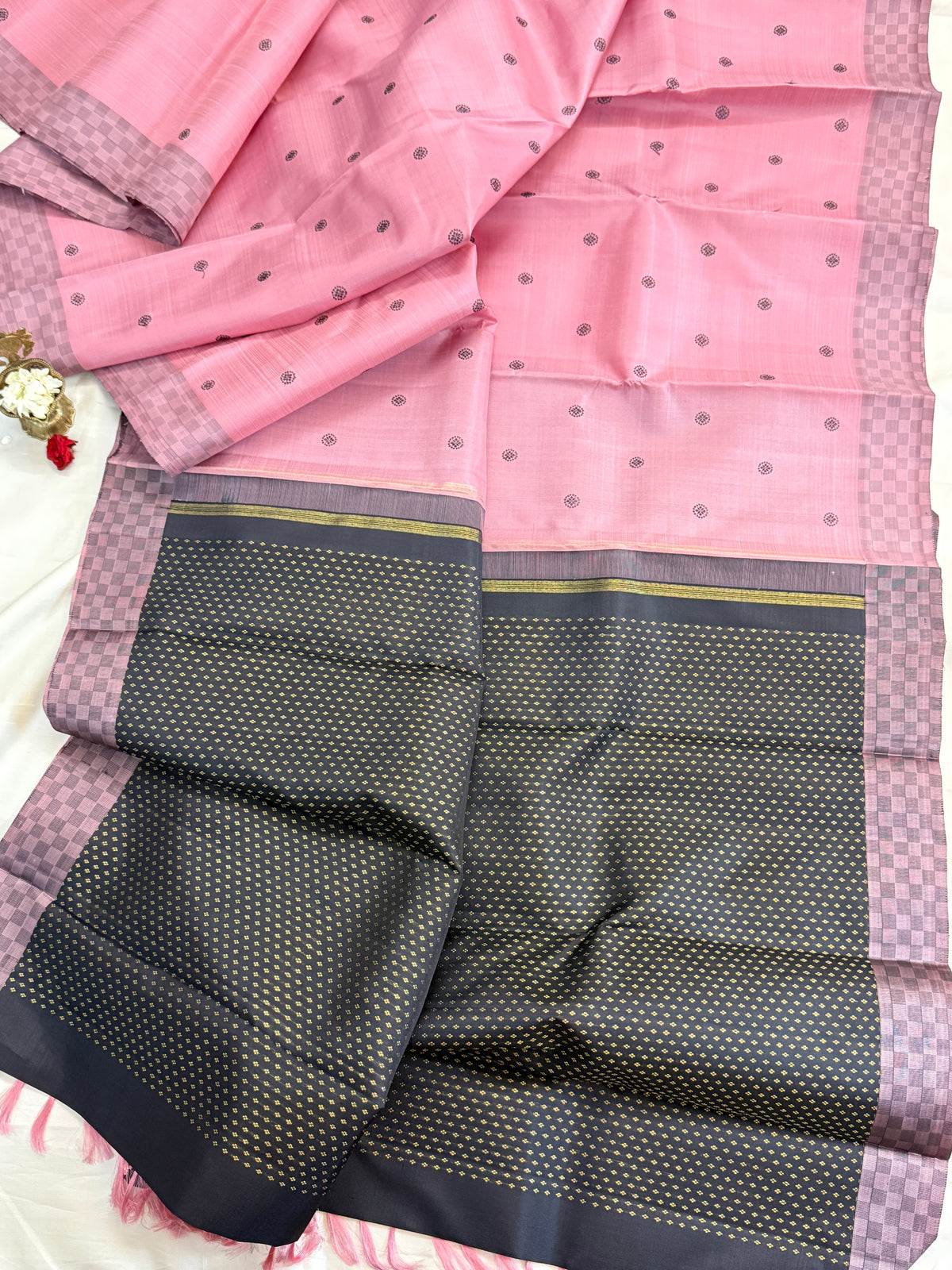 Pink body thread butta/ kanjipuram silk saree clsa 11384