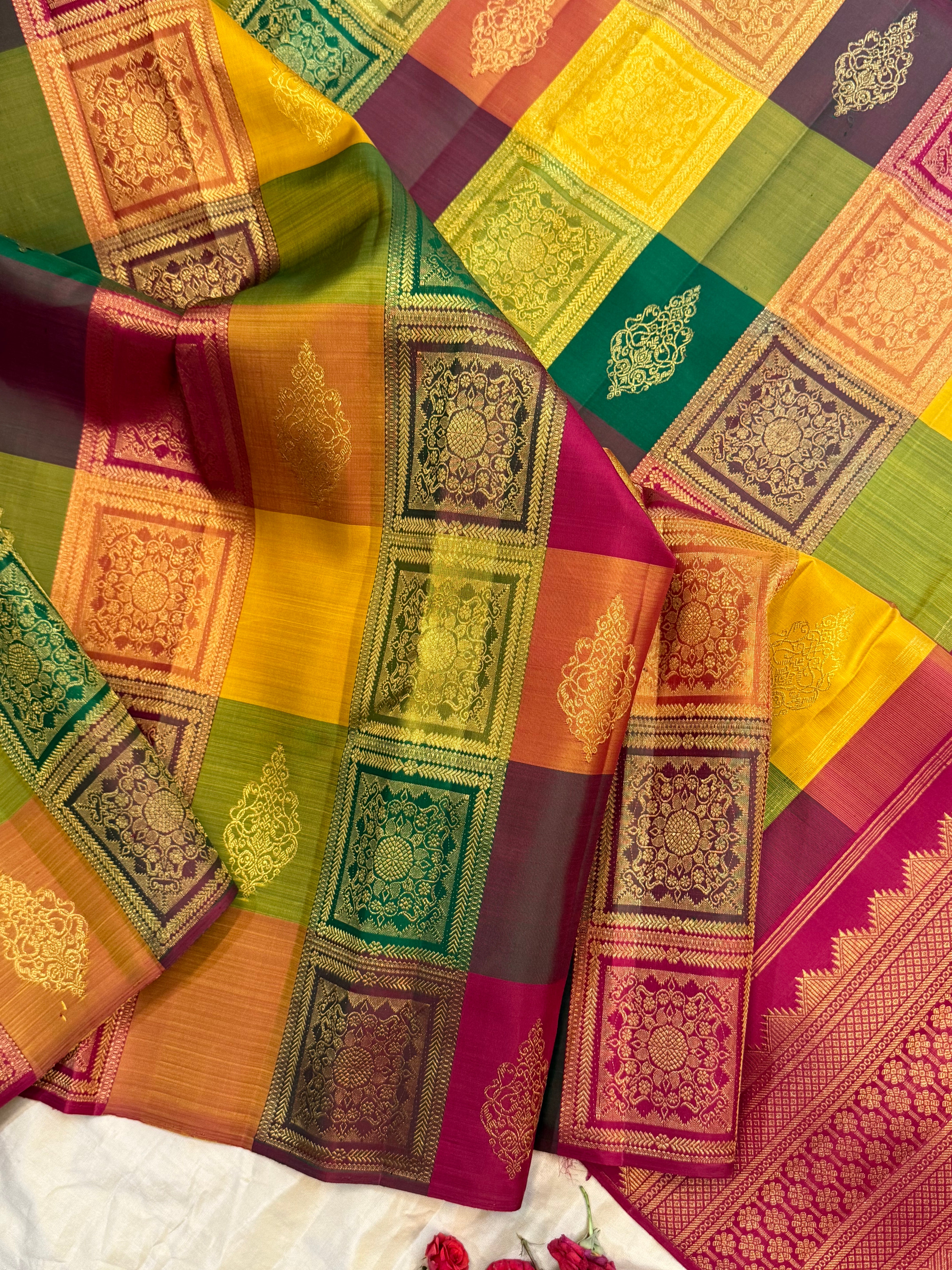 Paalum pazhamum boomkai pattern/ Kanjipuram silk