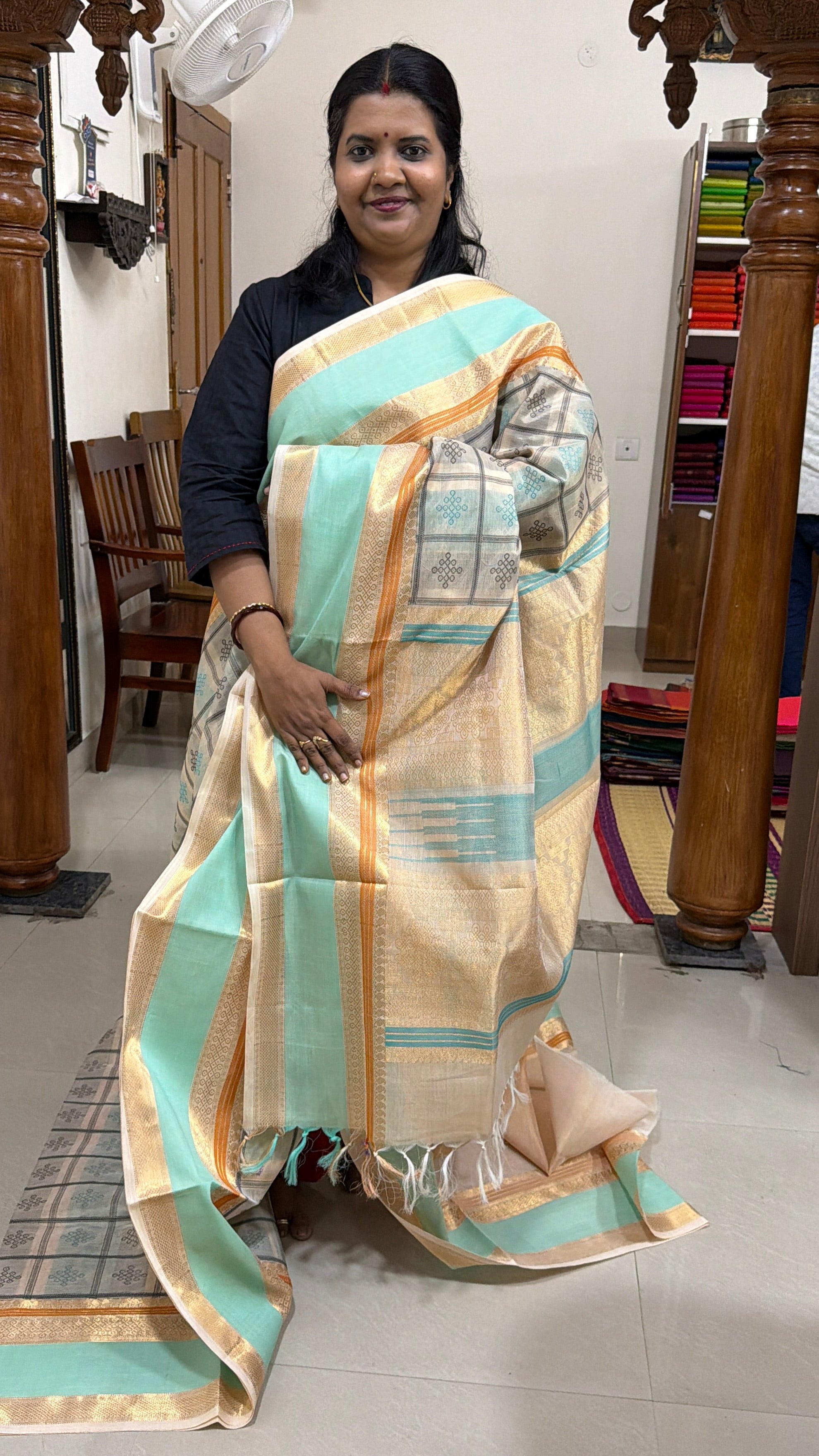 Kolam Butta / Onam series silk cotton