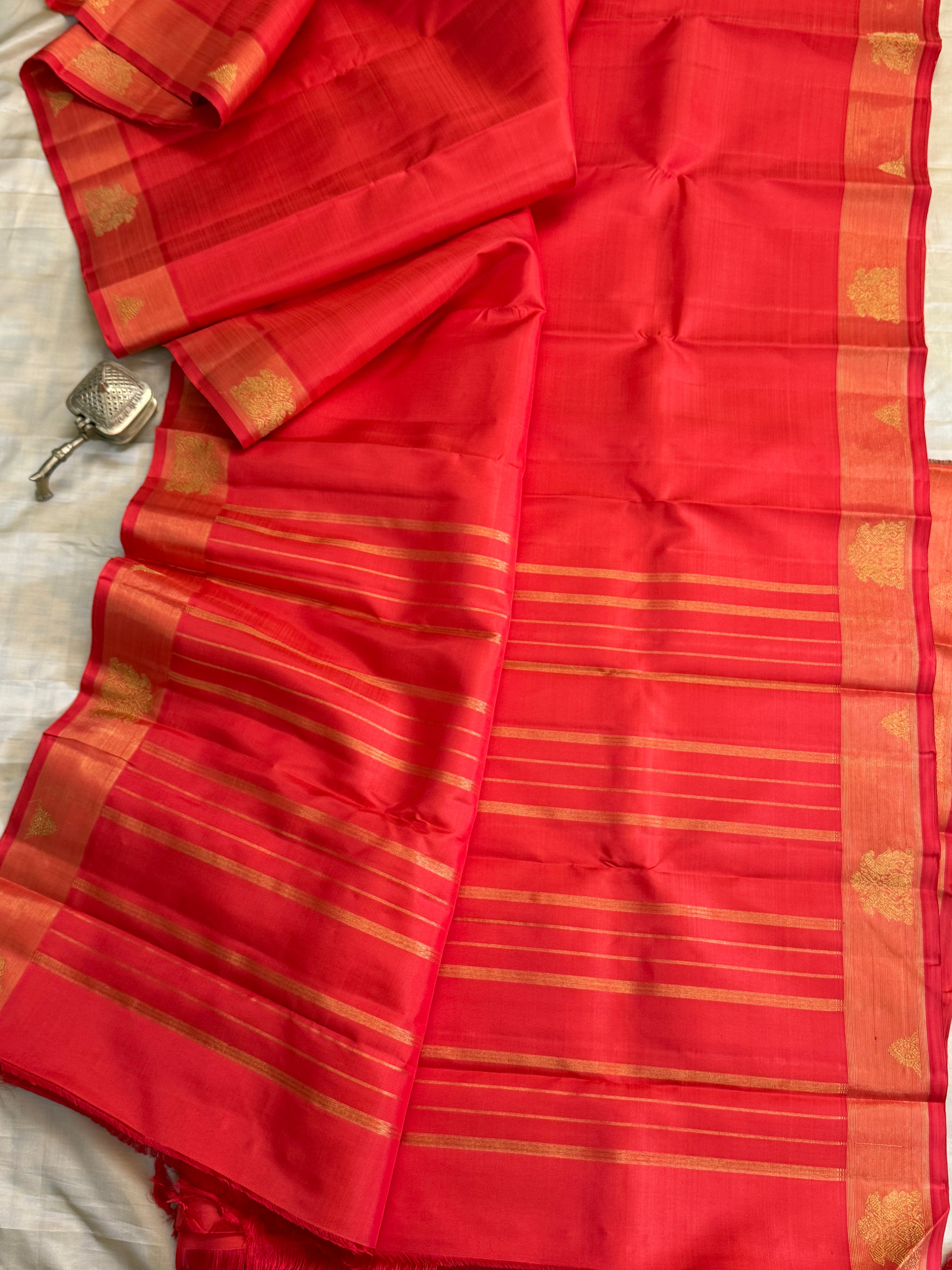 Rustic orange border Butta / kanjipuram silk sarees CLSA 11401
