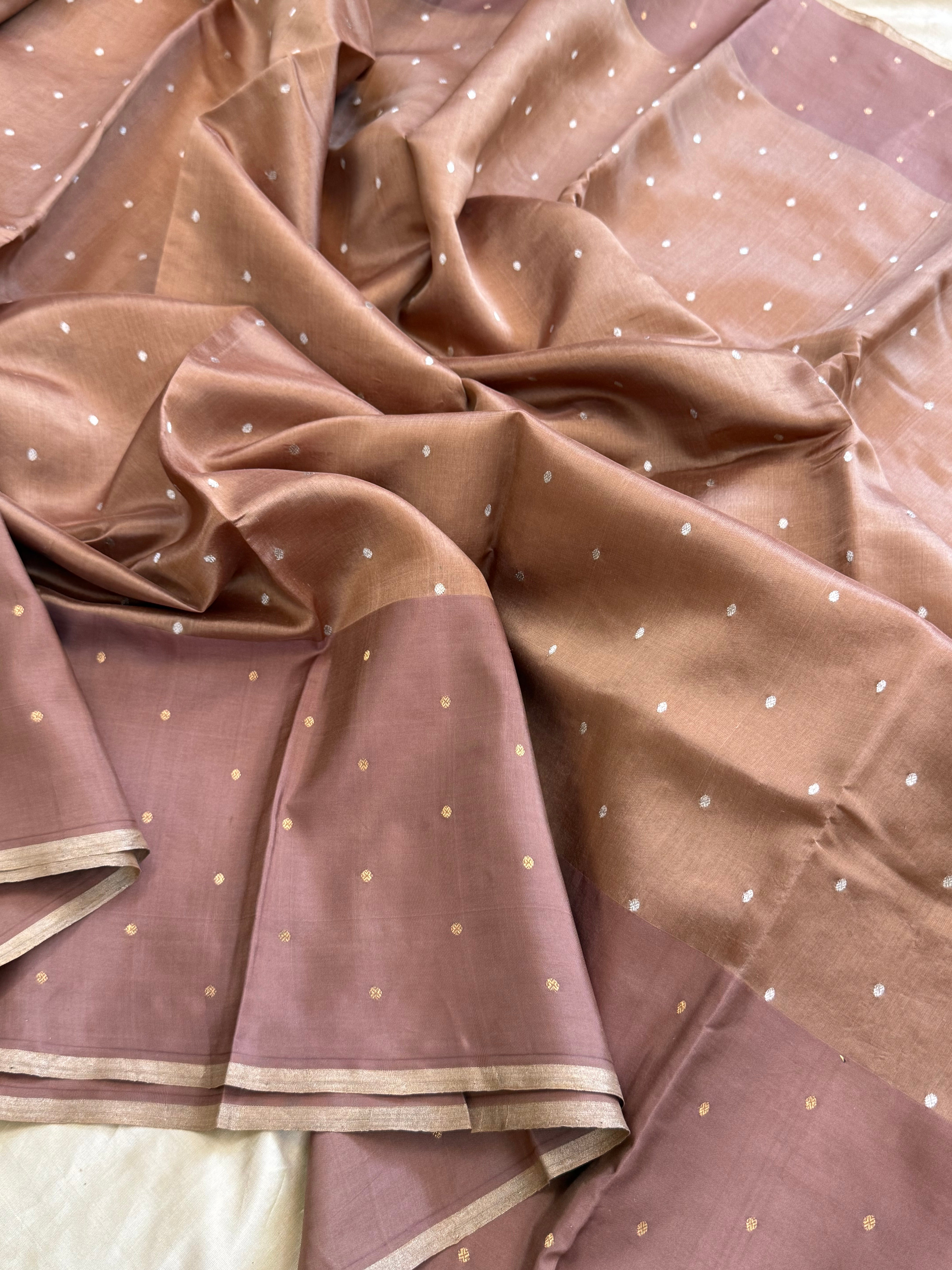 Lite brown small border/Chanderi silk CLSA10880