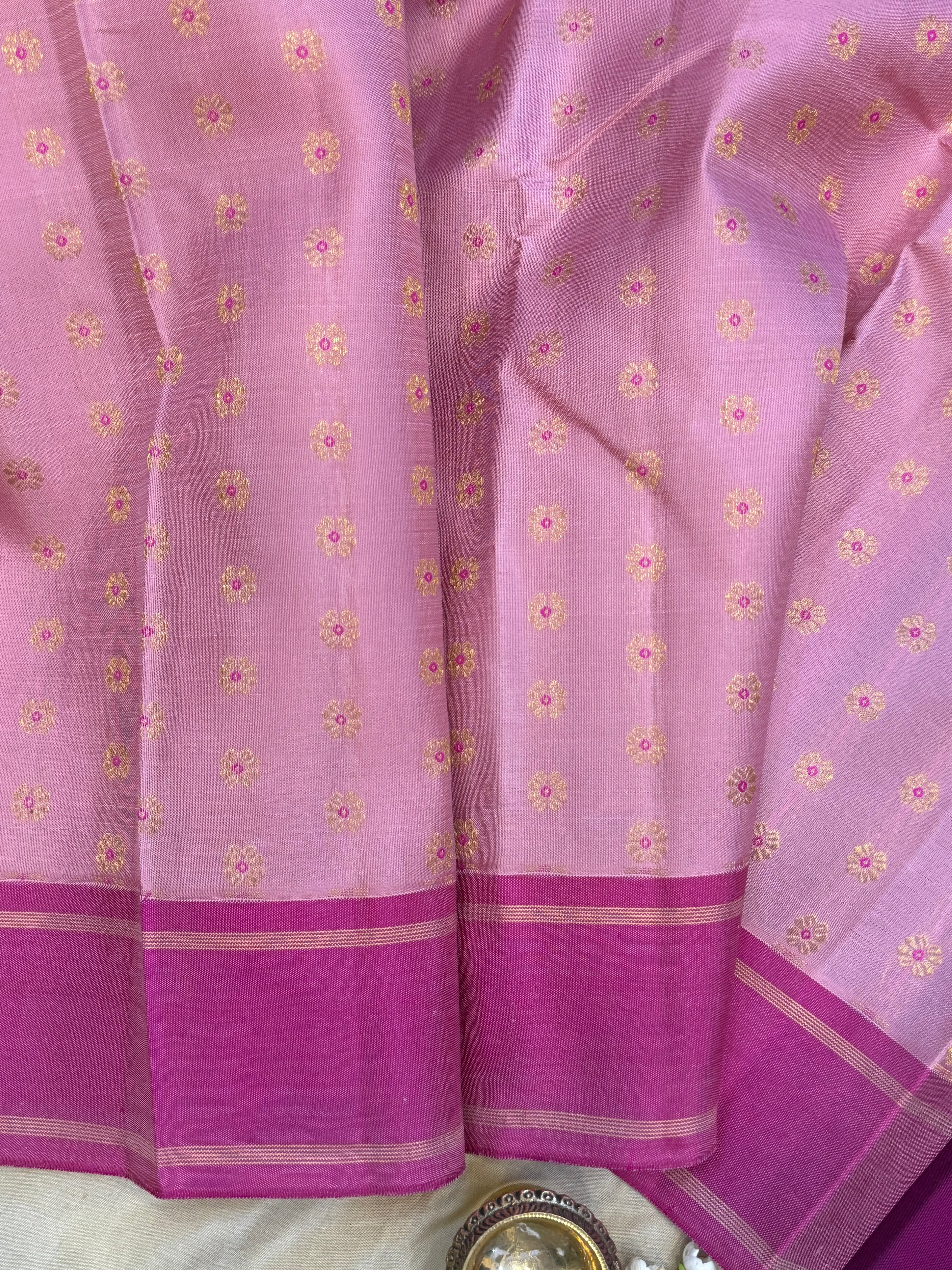 Pink meenakari butta/ Kanjipuram Silk