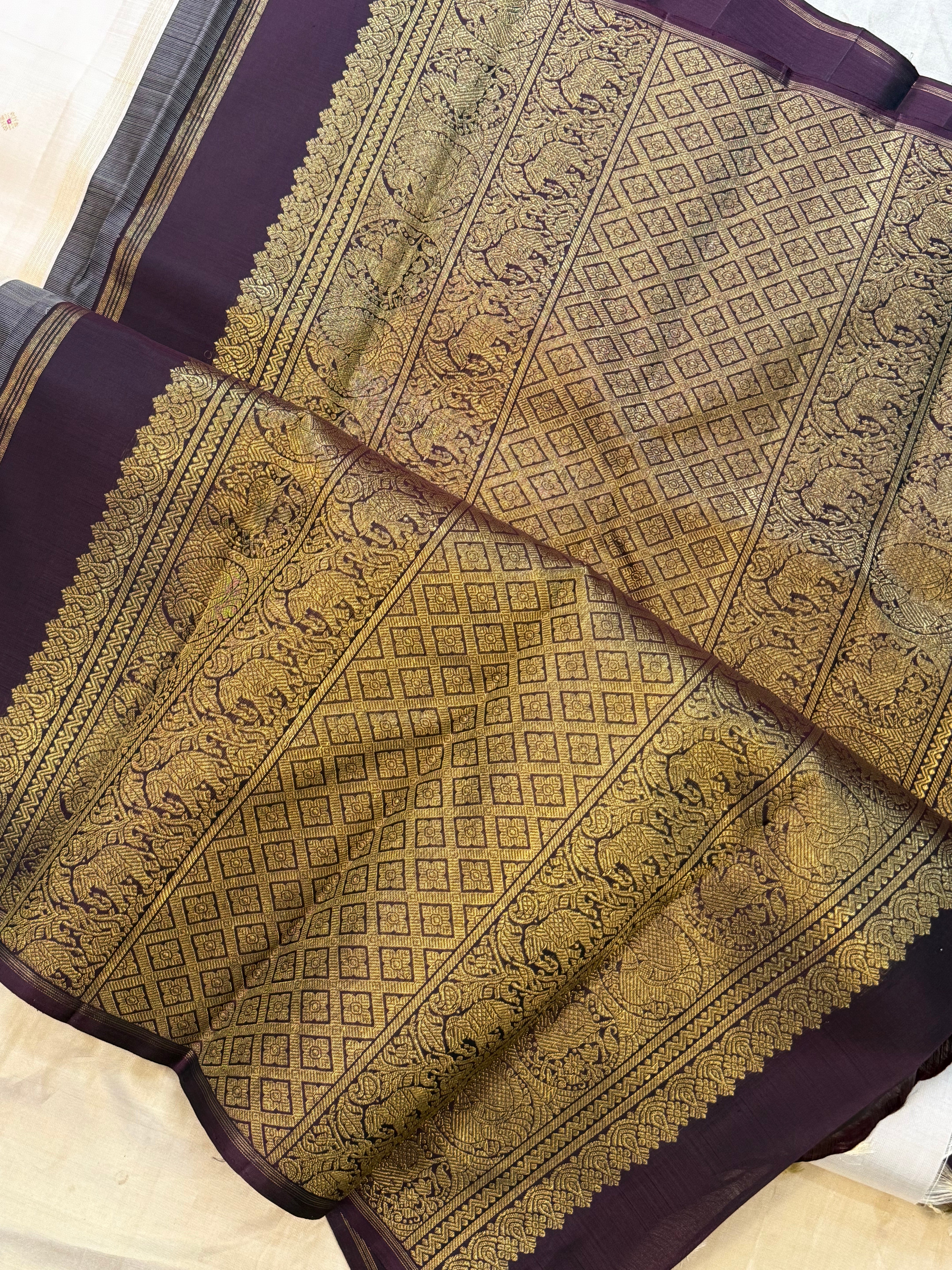 Offwhite meenakari butta/ Kanjipuram silk