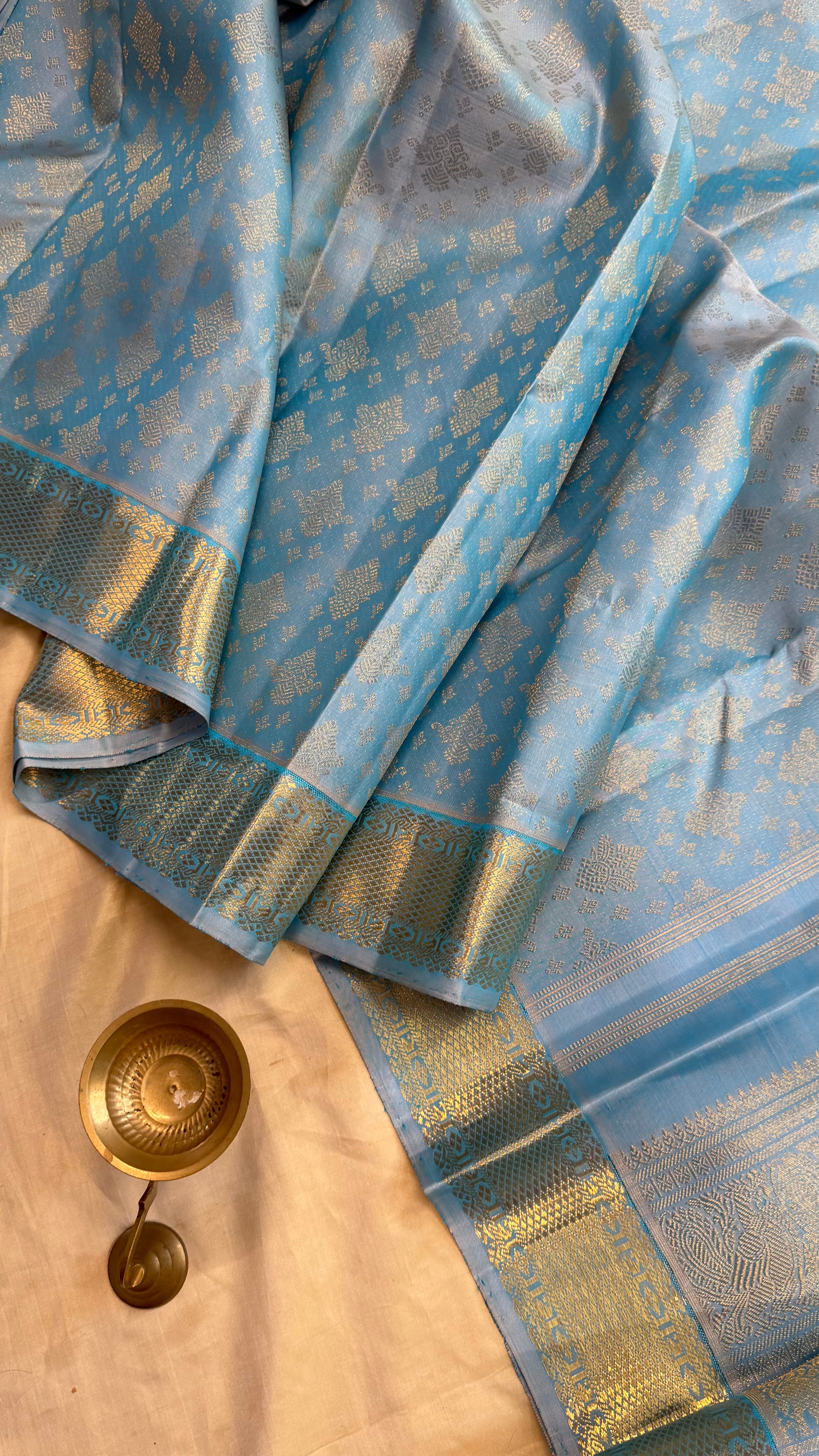 Powder blue brocade / Kanjipuram silk