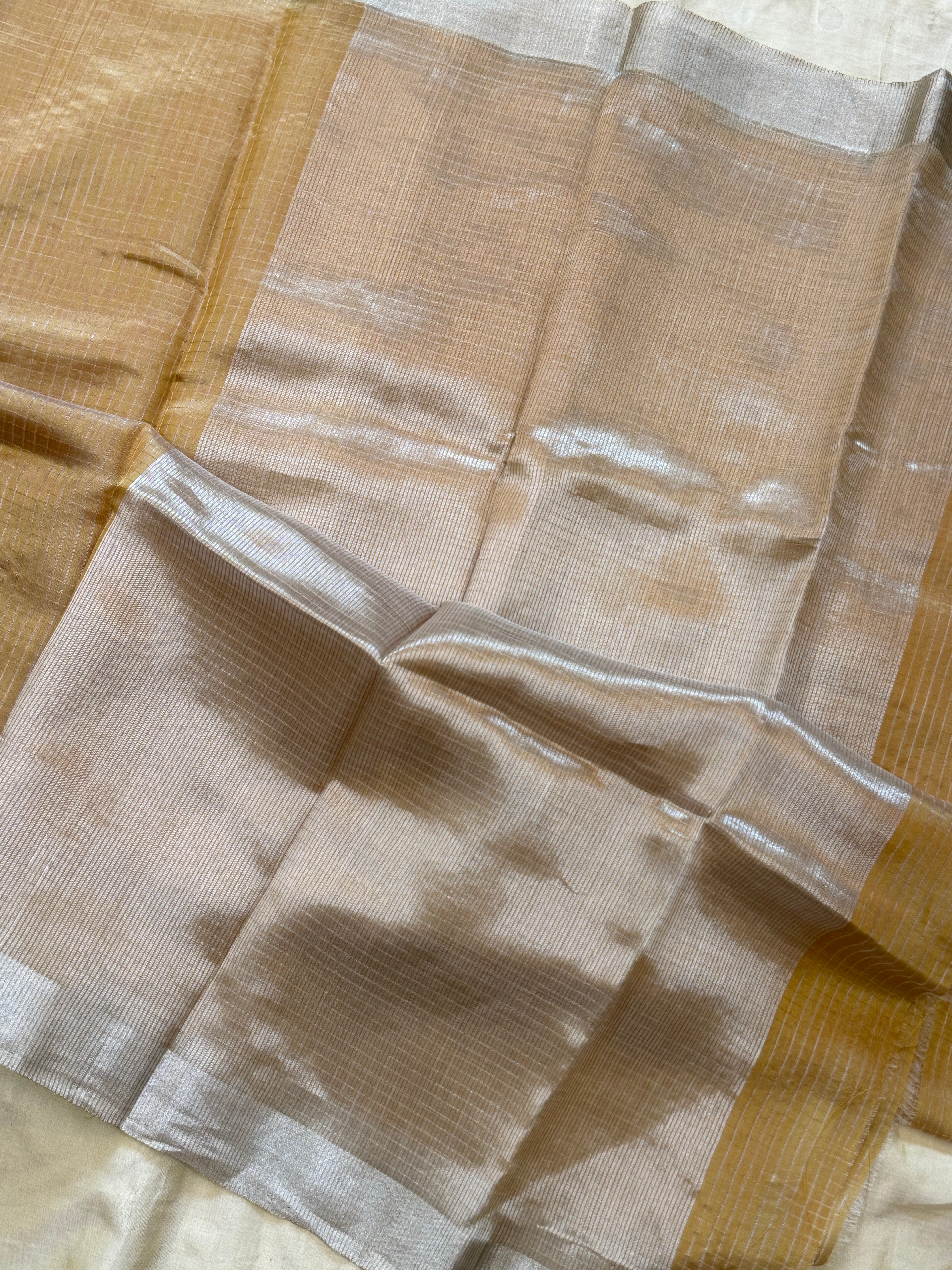 Mustard silver checks/ Chanderi silk CLSA10868