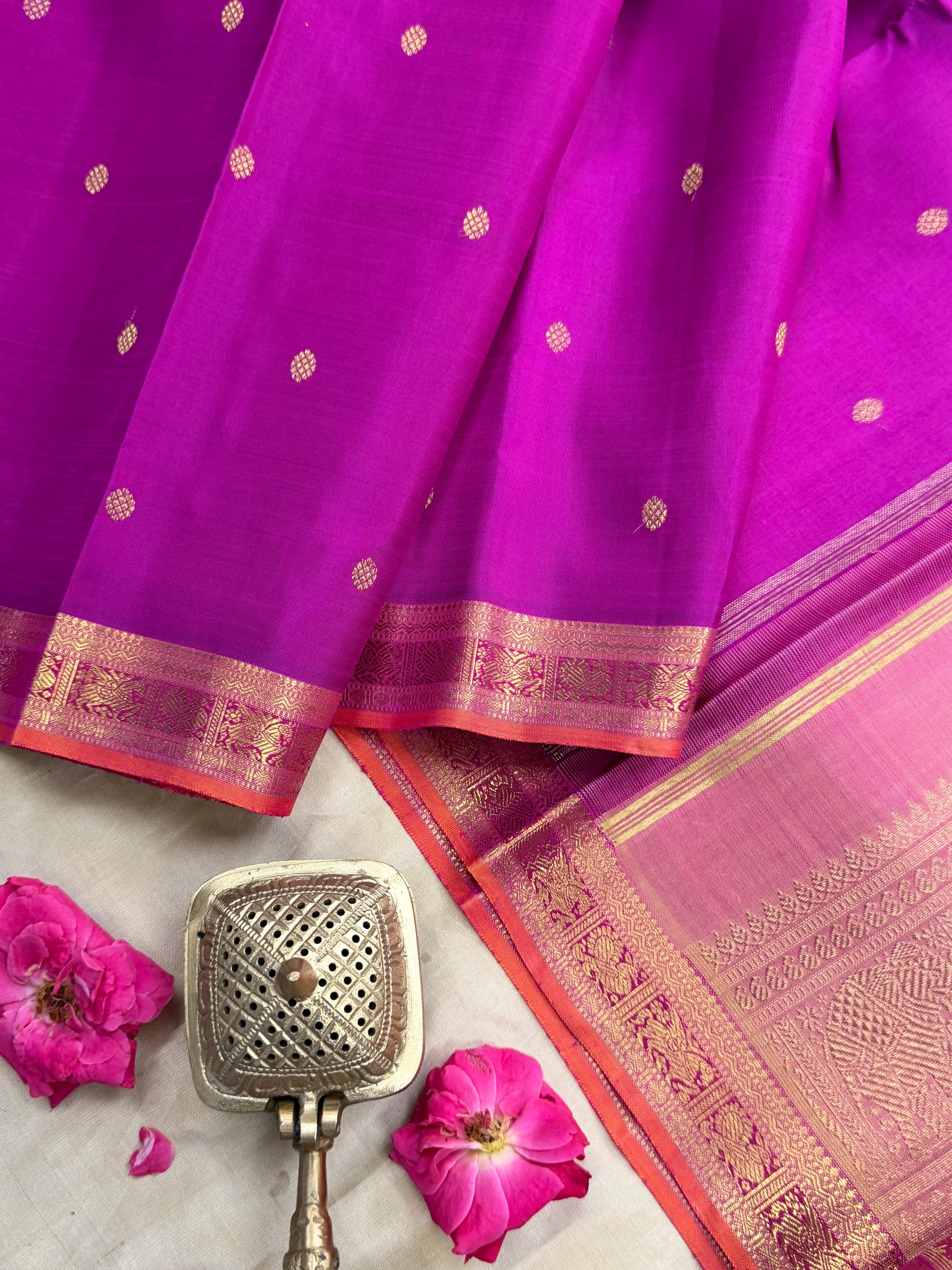 Vaadamalli small border pure Zari Kanjipuram silk CLSA3624