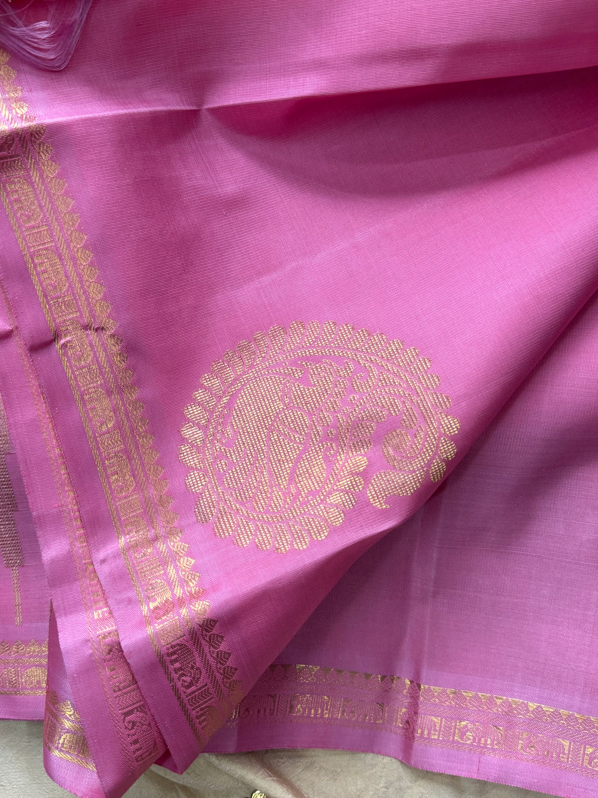 Lotus pink  with adai border beetu Butta pure zari/kanjipuram silk saree clsa 11416