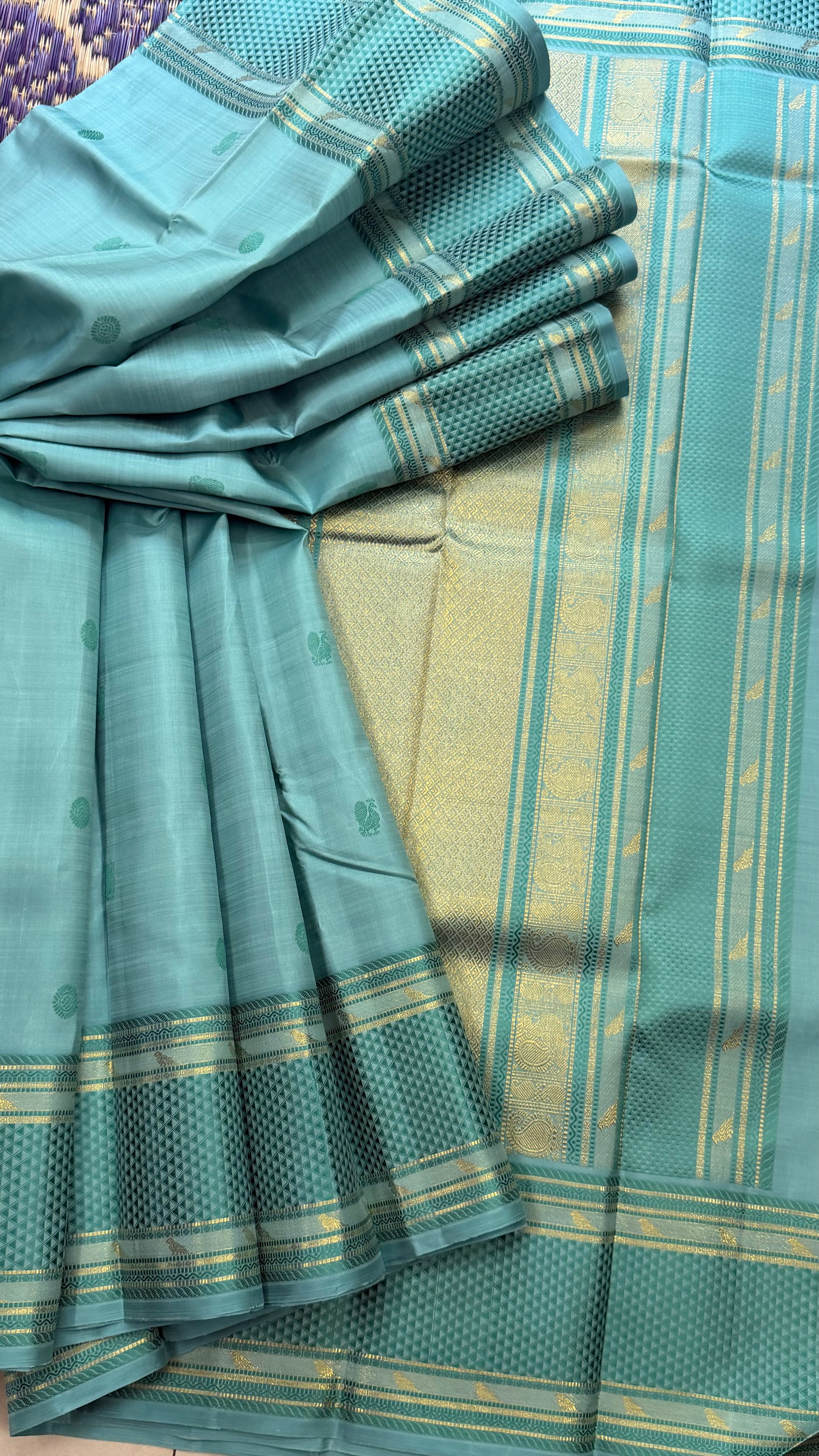 KILIYE :  powder blue kili  work Kanjipuram silk