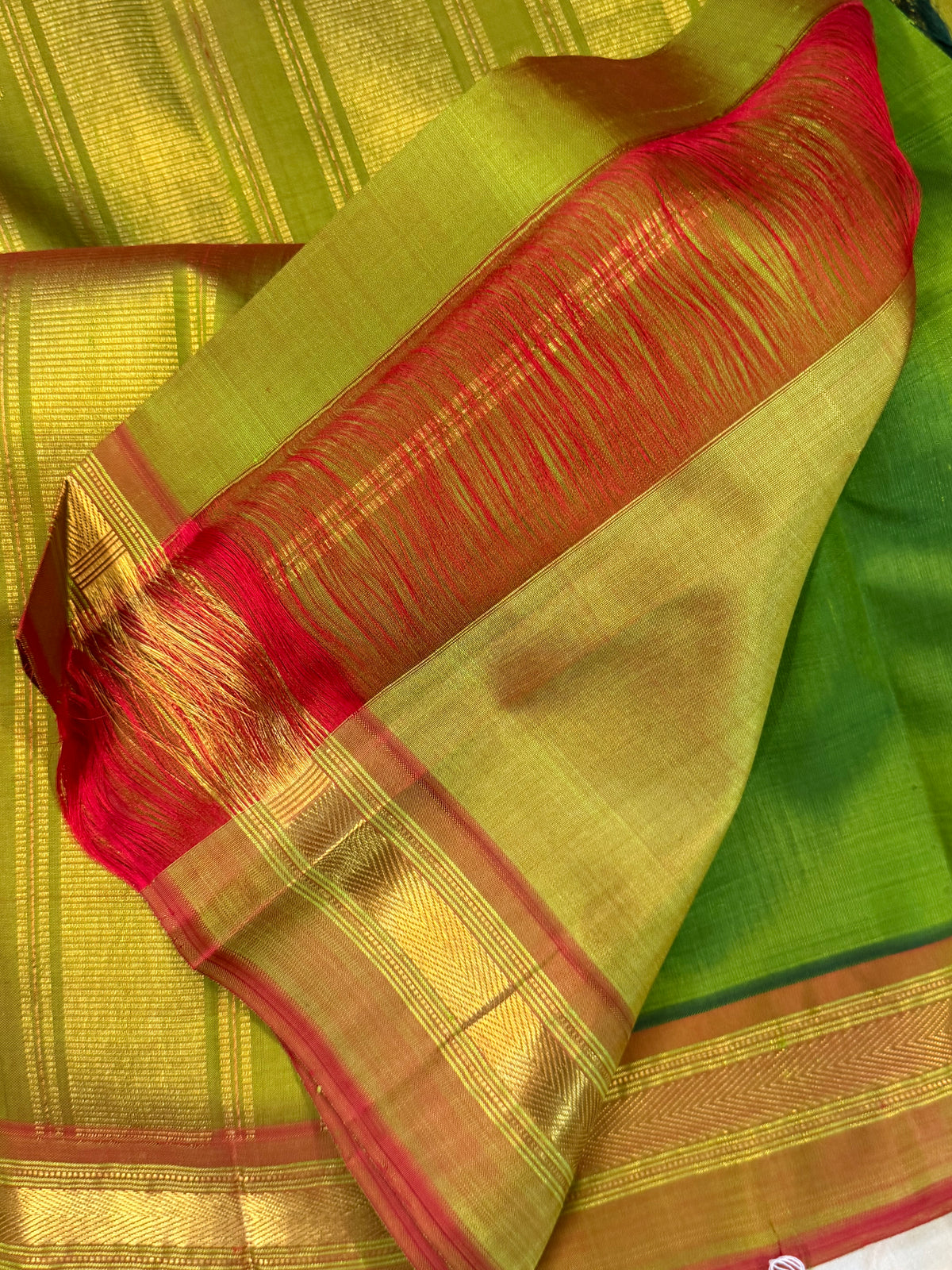Mehandi green Aarani pure silk saree/ clsa 12057