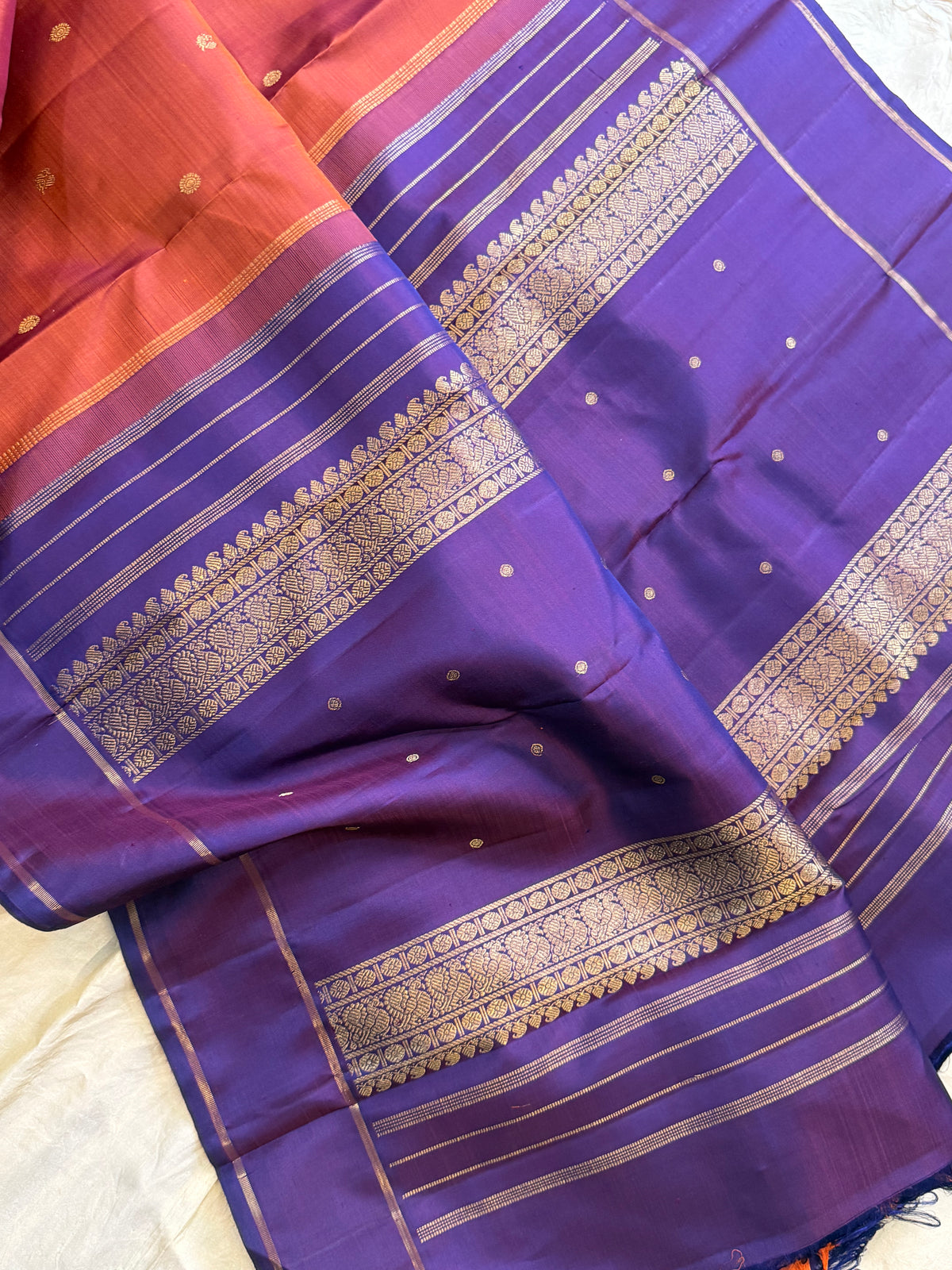 Rust small Butta  simple pure Zari Kanjipuram clsa12695