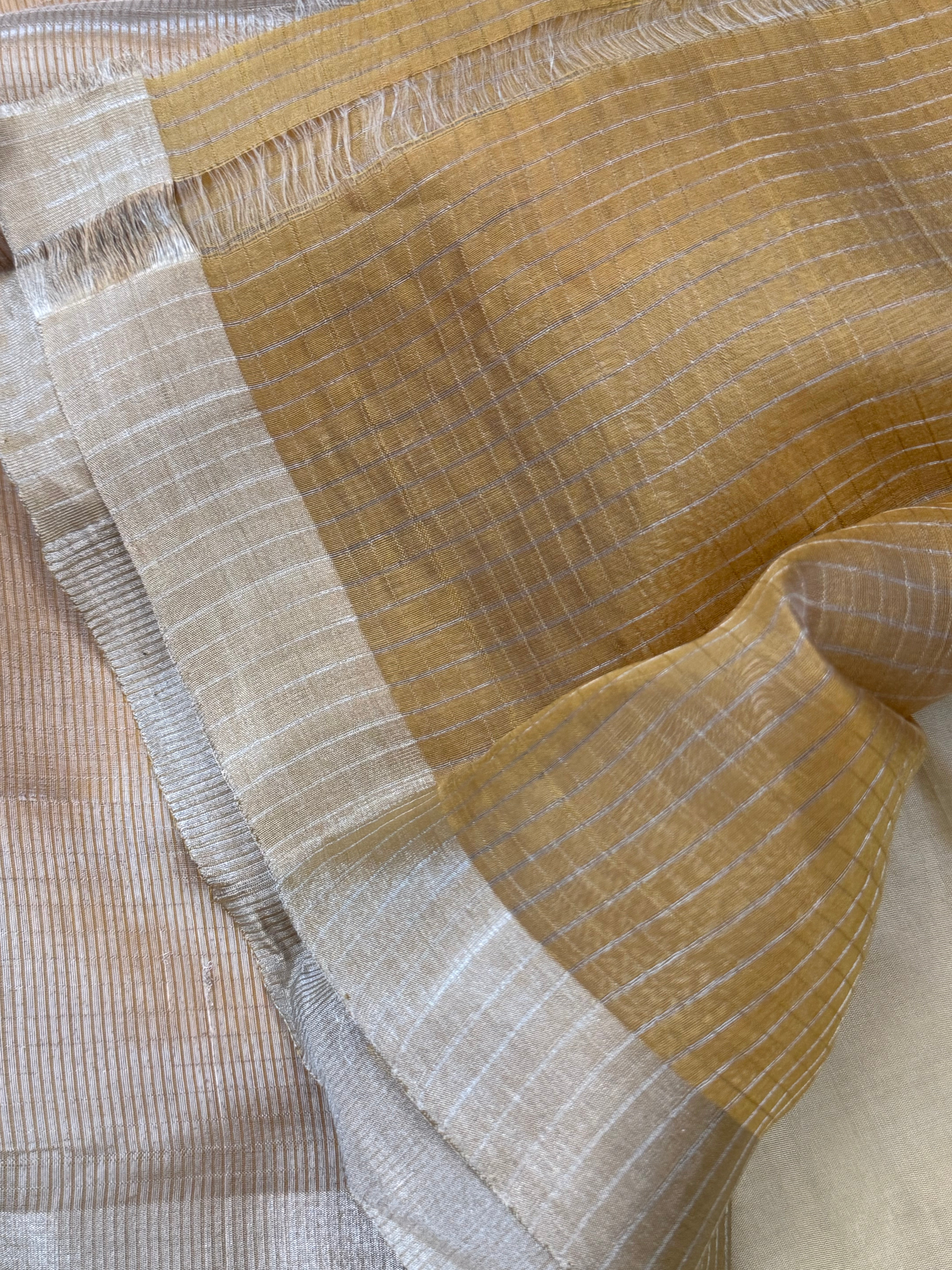 Mustard silver checks/ Chanderi silk CLSA10868