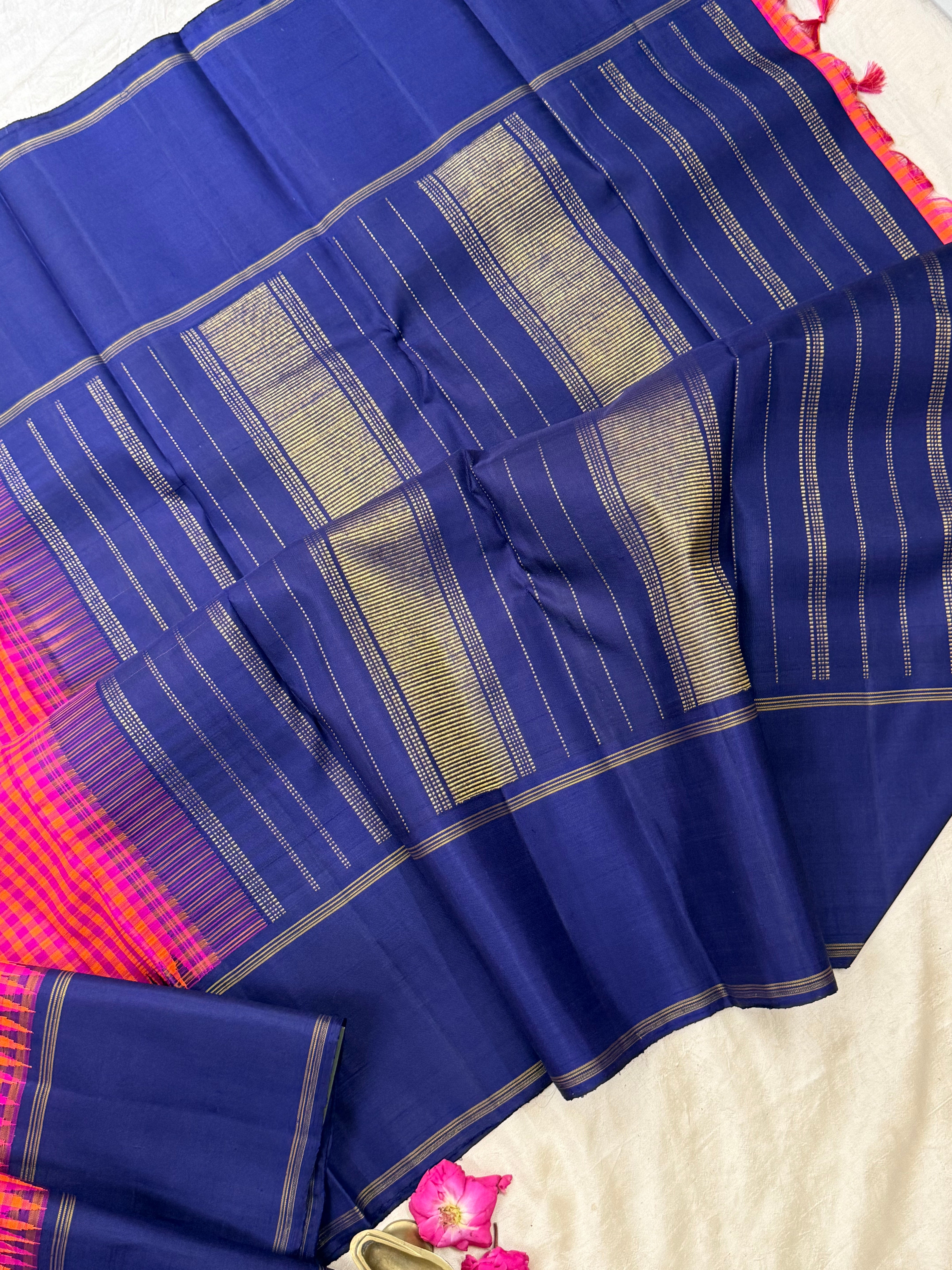 Pink kattam and blue / Arani silk