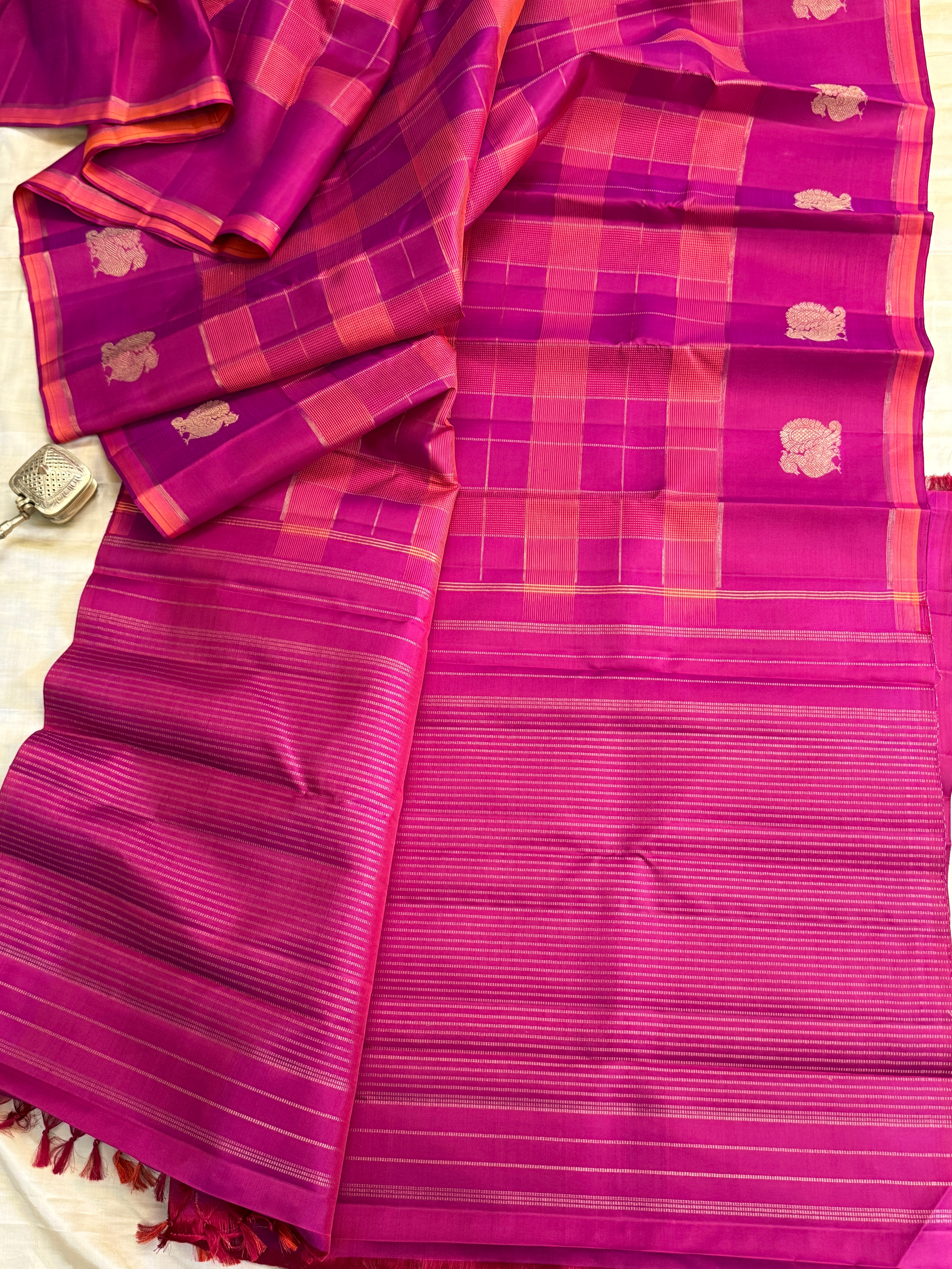 Chettinad kattam border butta / Kanjipuram silk clsa 11574
