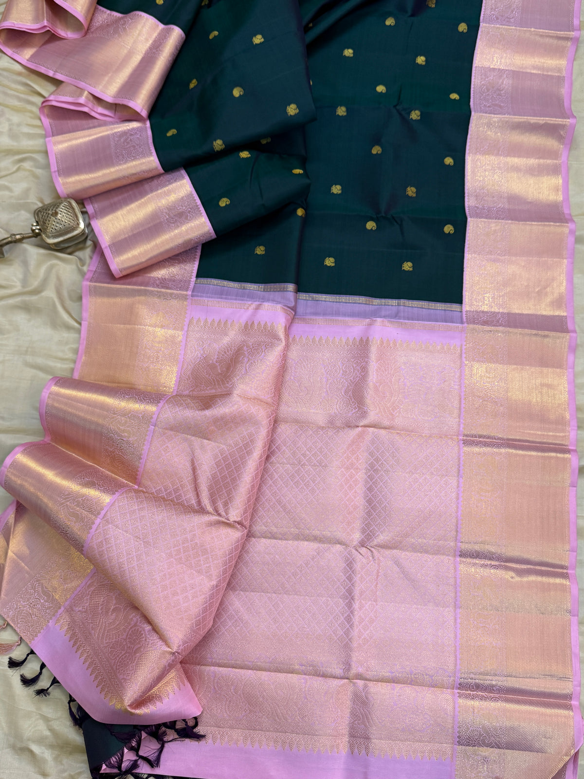 Green Zari butta Korvai/Aarani silk saree clsa 11089