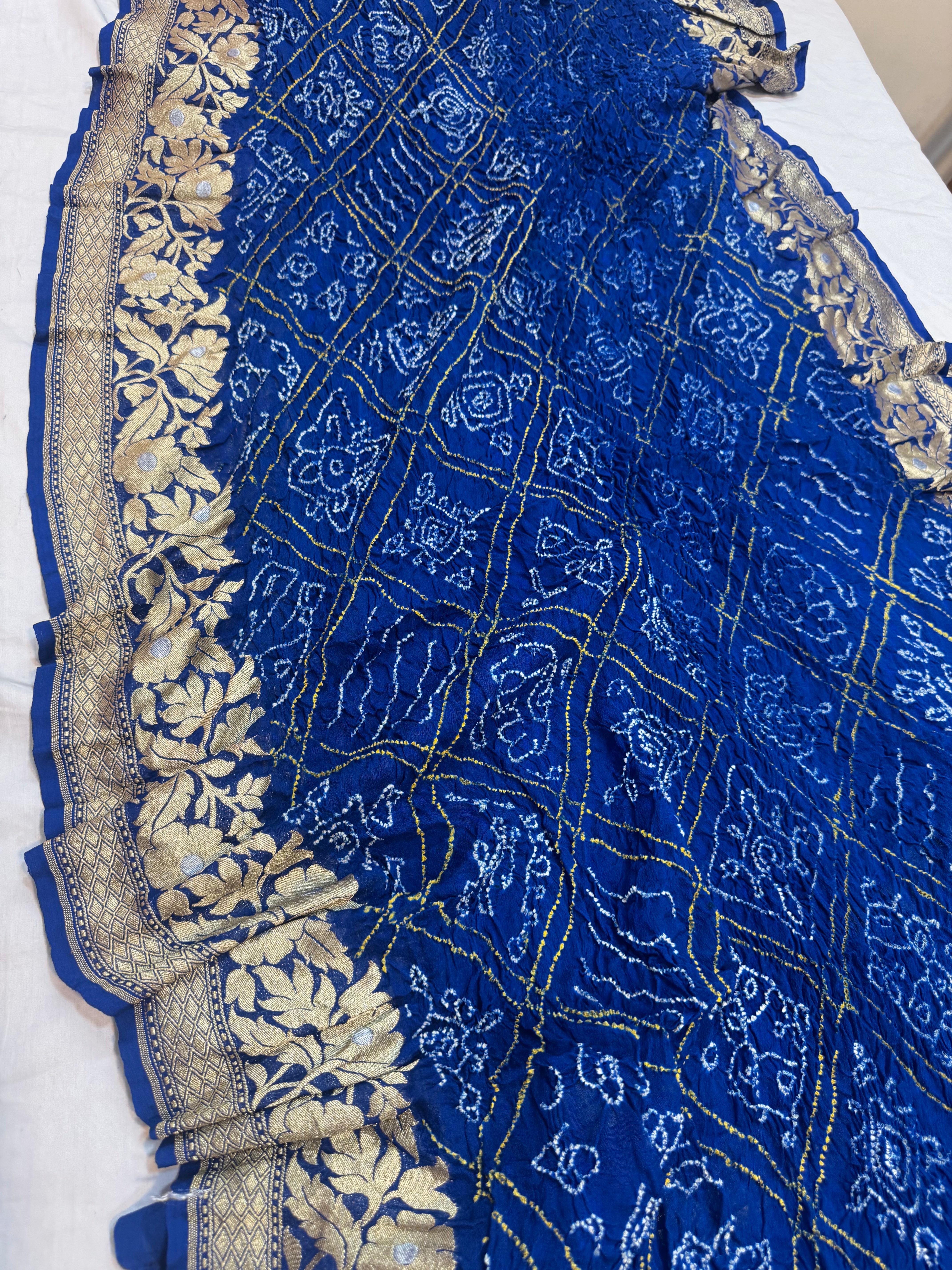 Blue  Benarsi georgette Bandhini sarees