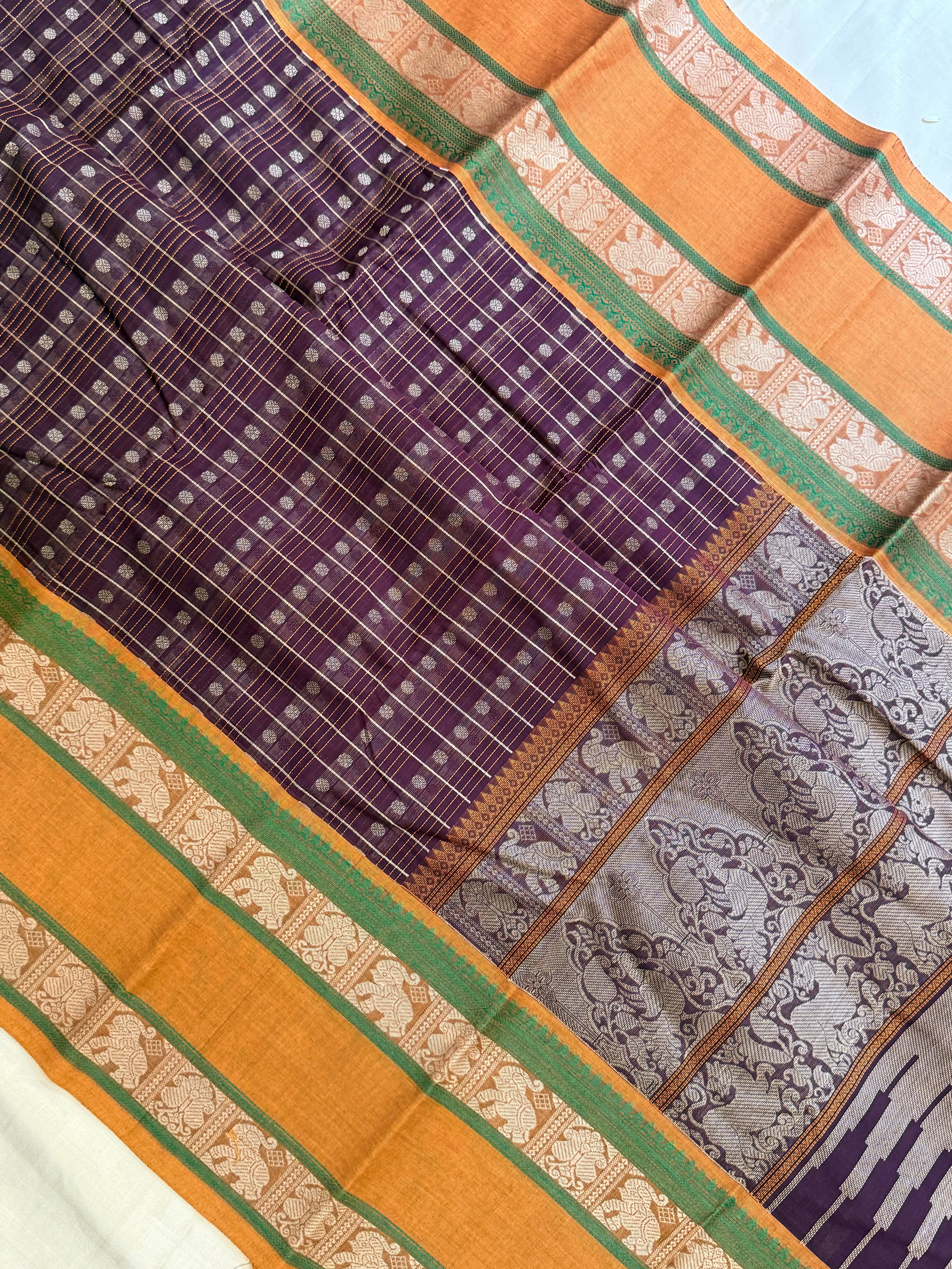 Dark purple lakshambutta/ Kanchi Cotton