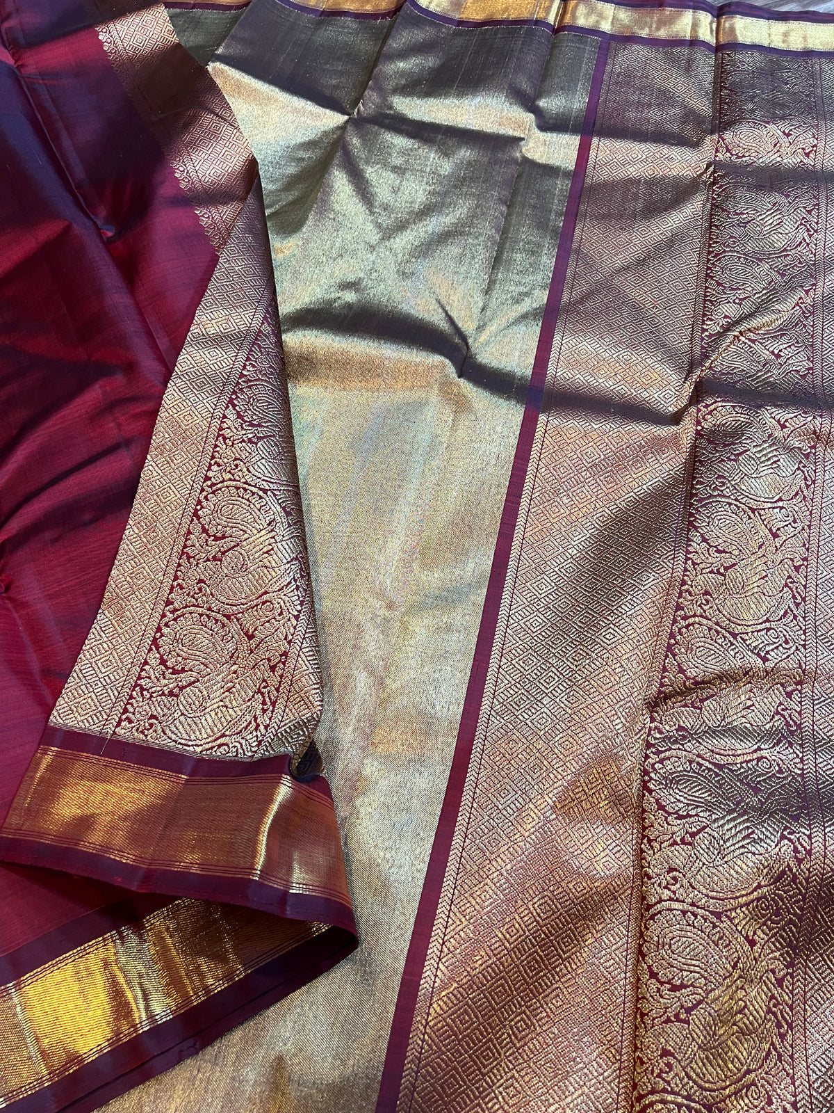 Berhampuri style long palla  - kanjipuram silks