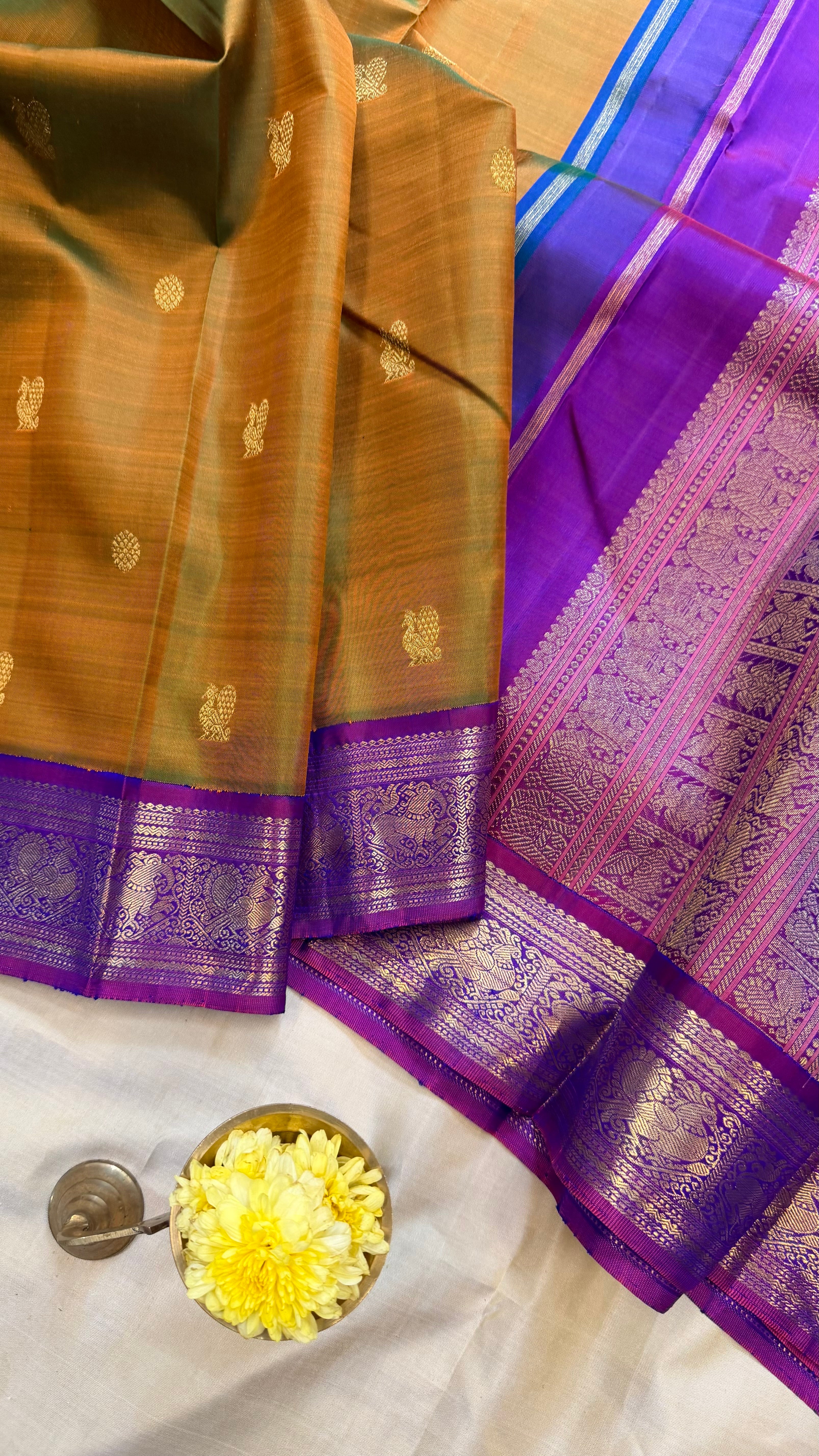 Maanthulir shot purple kai korvai/ Kanjipuram Silk