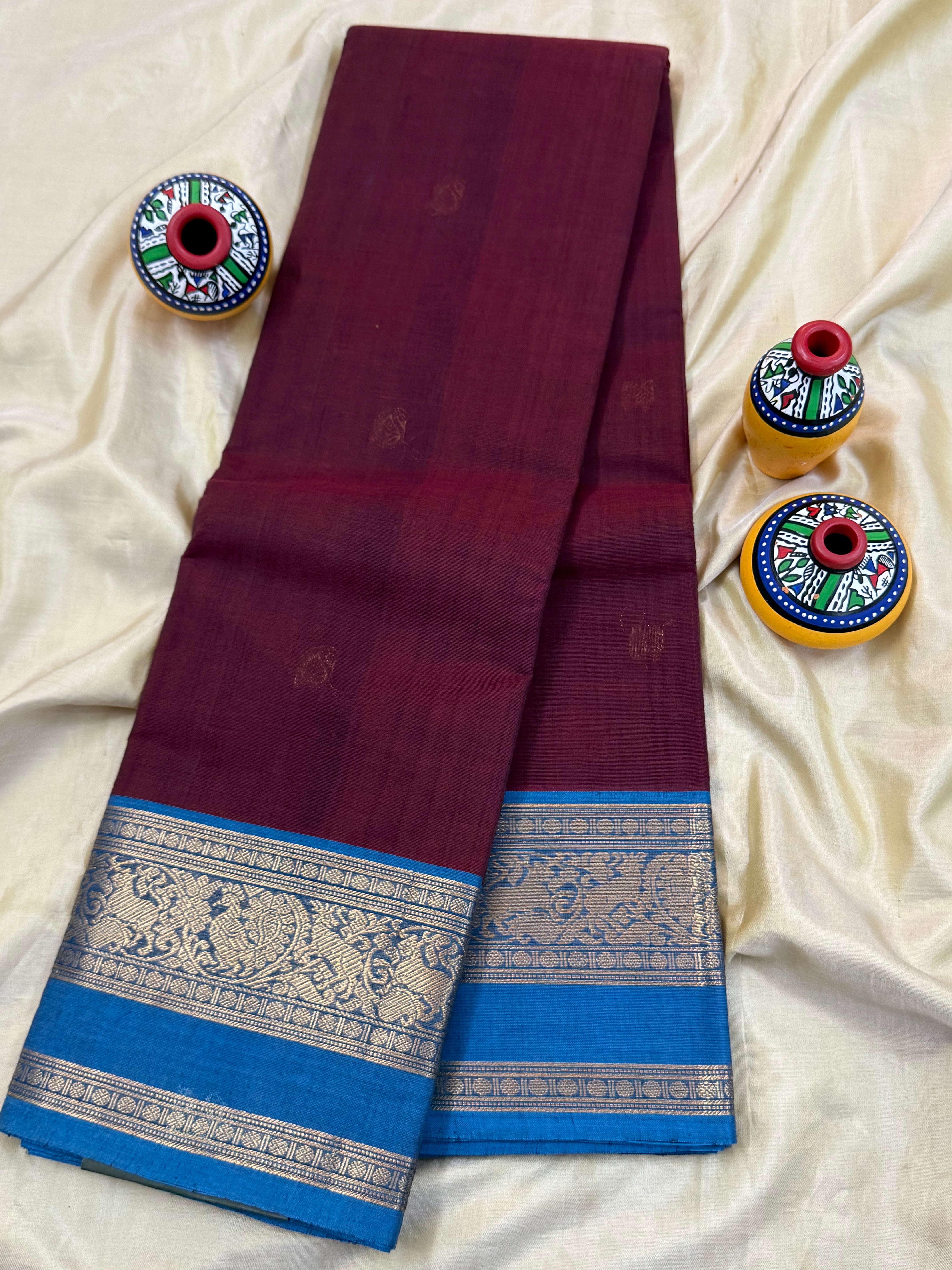 Araku and blue unique pallu/ Kanchi Cotton