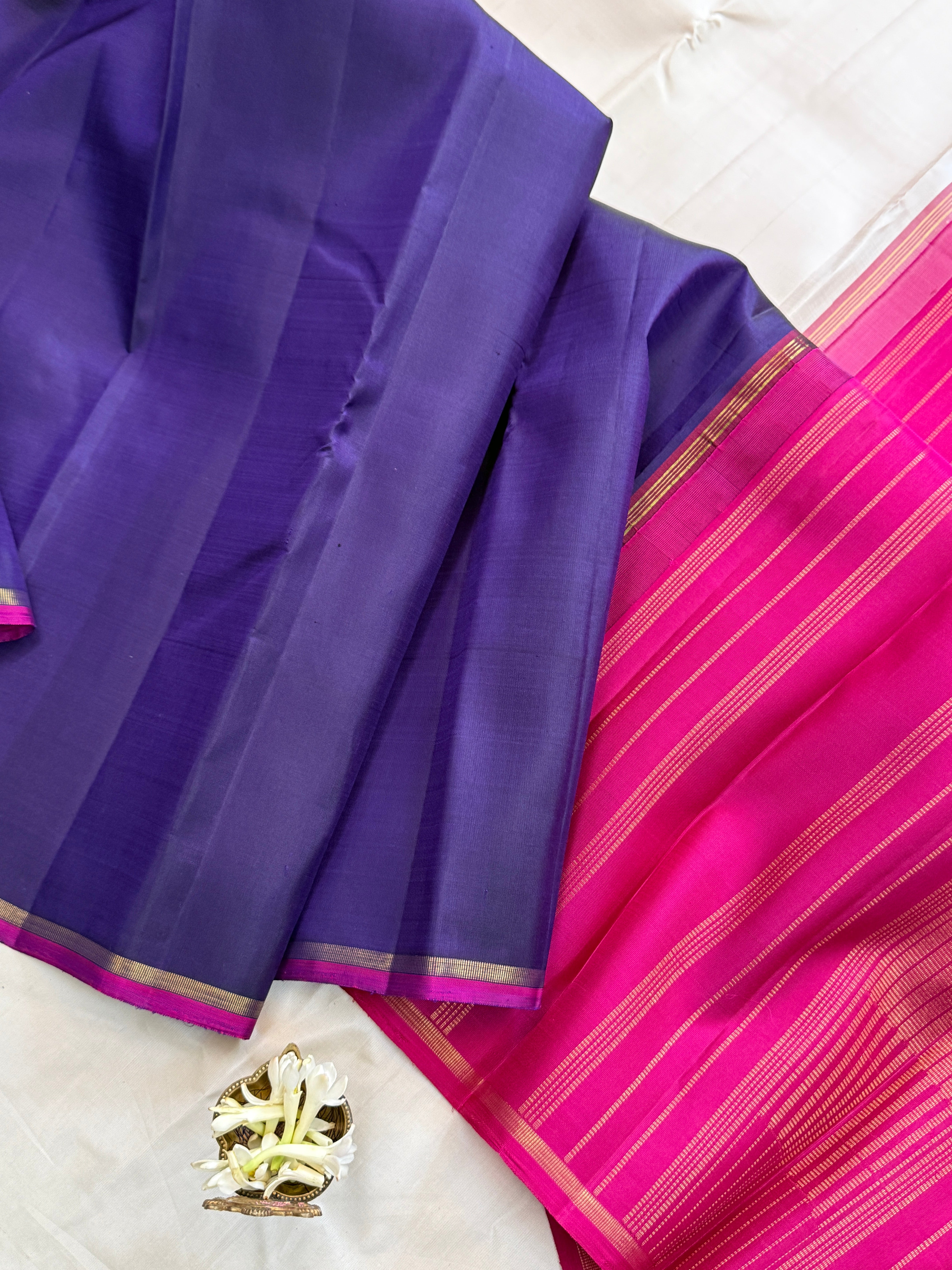 Purple and offwhite half an half pattern / Kanjipuram silk/clsa 11595
